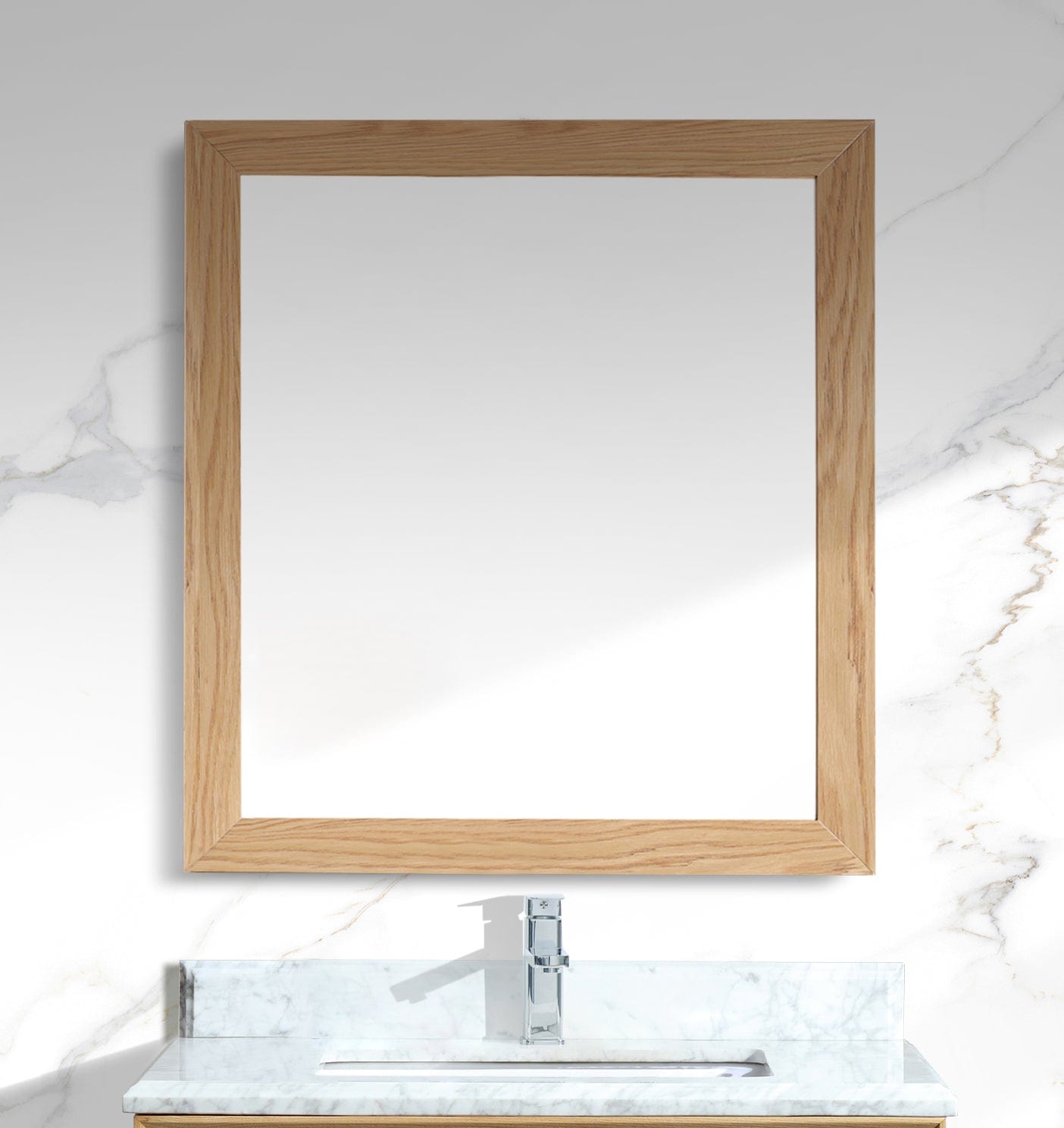 Laviva 313FF-3030CO Laviva Sterling 30" Framed Square California White Oak Mirror 313FF-3030CO