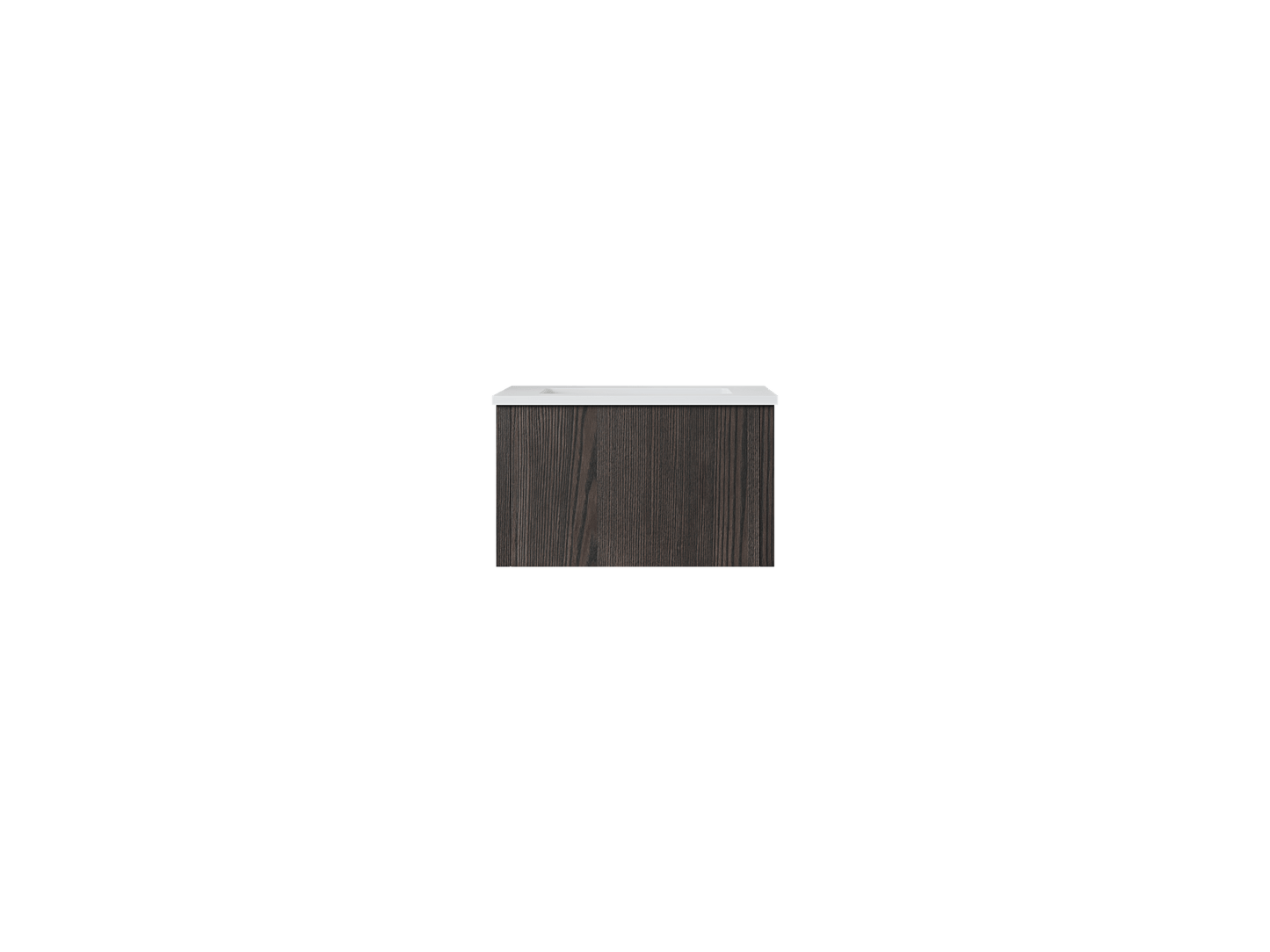 Laviva 313LGN-24CR-MW Laviva Legno 24" Carbon Oak Bathroom Vanity with Matte White VIVA Stone Solid Surface Countertop 313LGN-24CR-MW