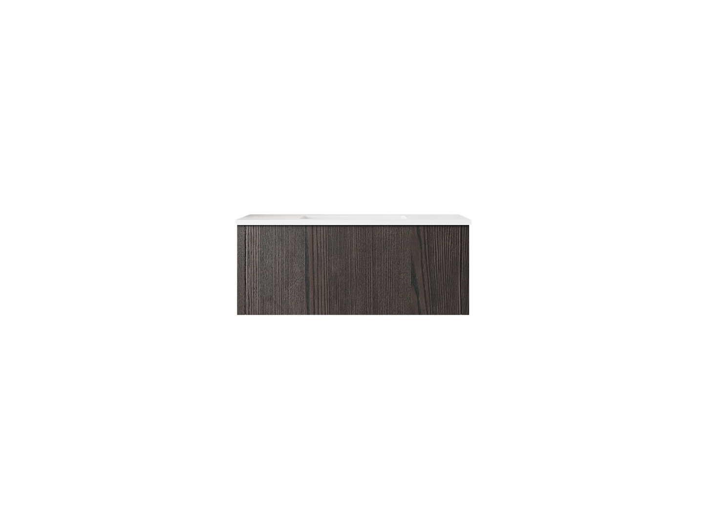 Laviva 313LGN-36CR-MW Laviva Legno 36" Carbon Oak Bathroom Vanity with Matte White VIVA Stone Solid Surface Countertop 313LGN-36CR-MW