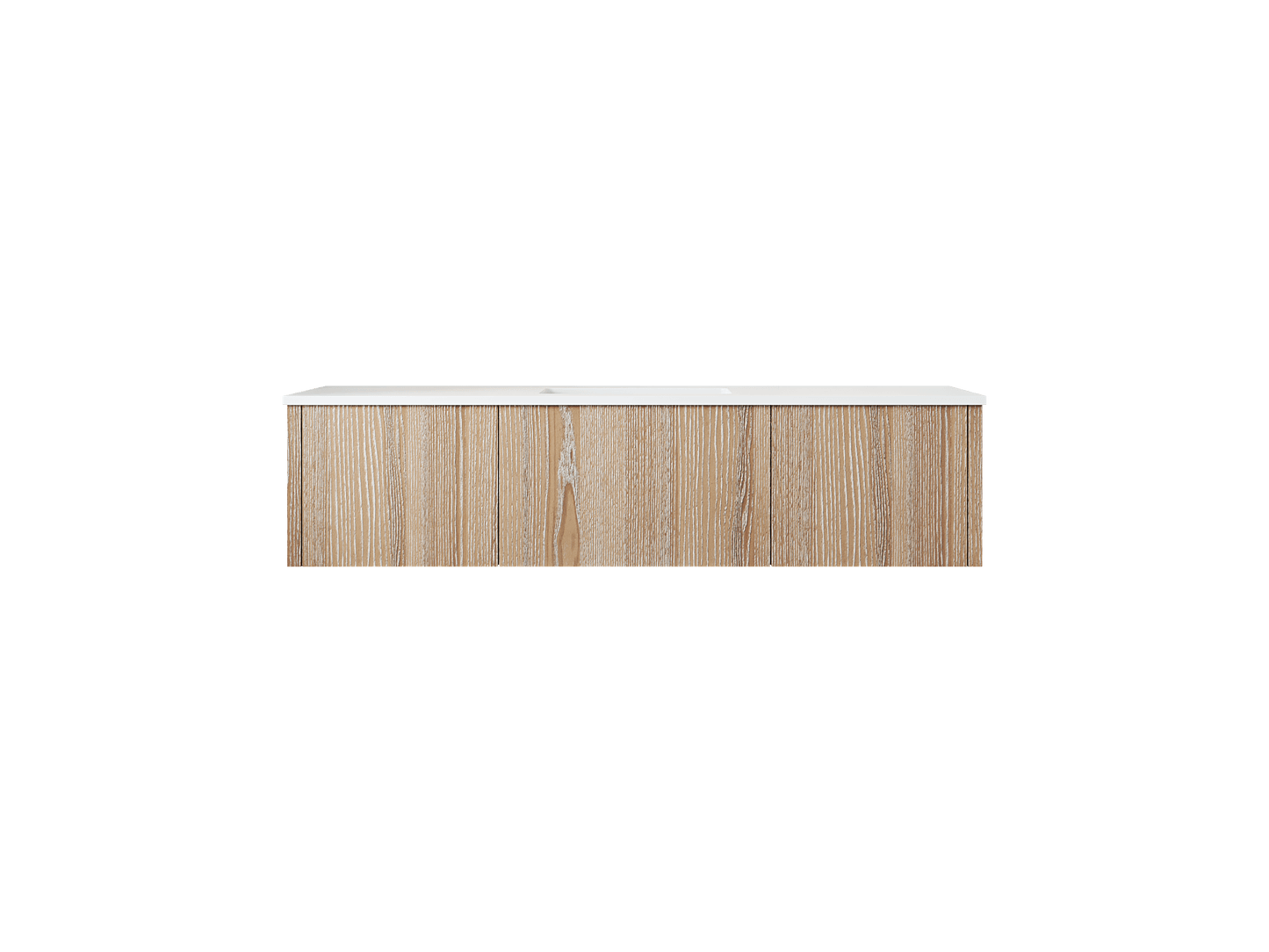 Laviva 313LGN-60CWG-MW Laviva Legno 60" Weathered Gray Single Sink Bathroom Vanity with Matte White VIVA Stone Solid Surface Countertop 313LGN-60CWG-MW