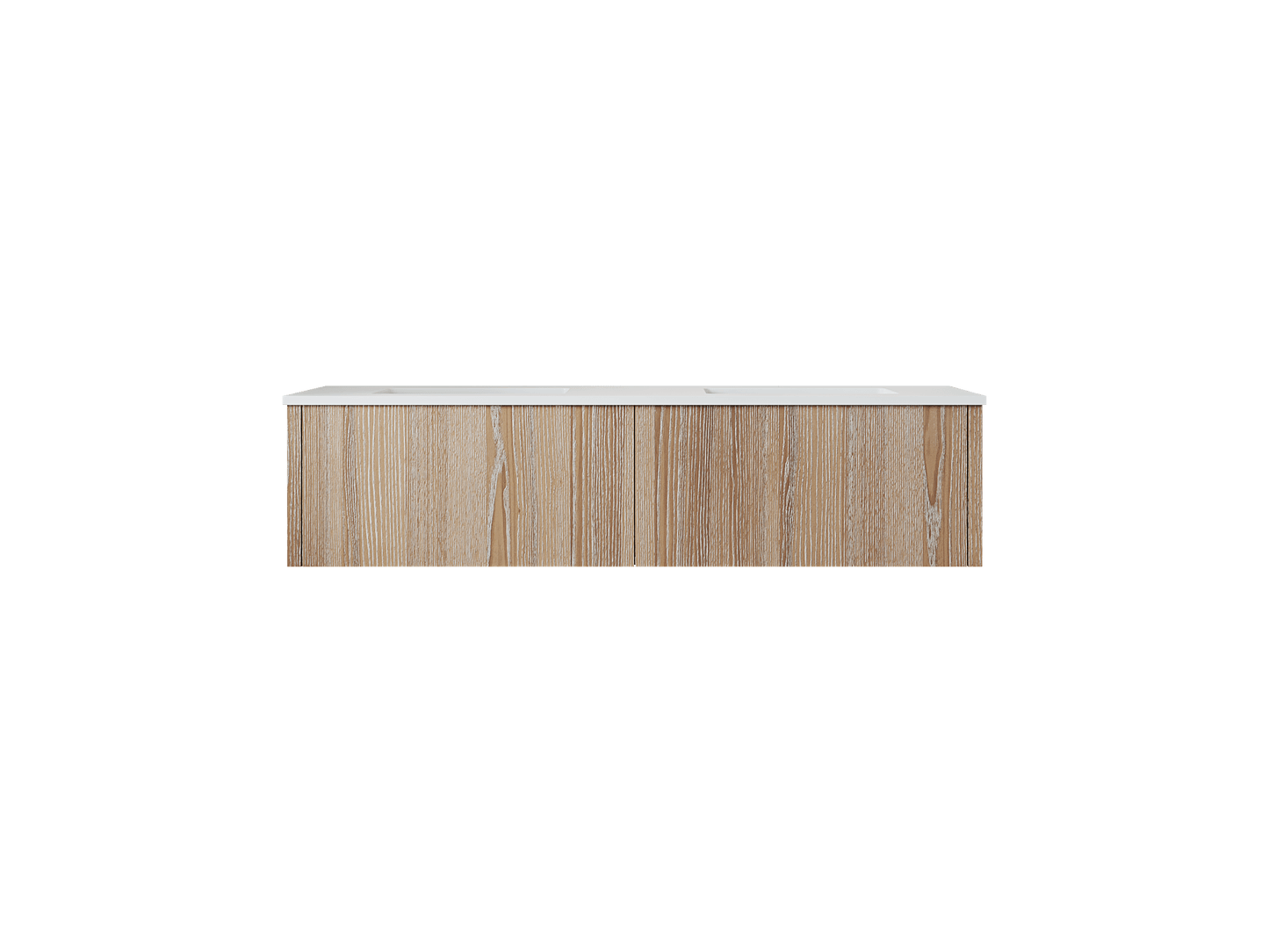 Laviva 313LGN-60DWG-MW Laviva Legno 60" Weathered Gray Double Sink Bathroom Vanity with Matte White VIVA Stone Solid Surface Countertop 313LGN-60DWG-MW