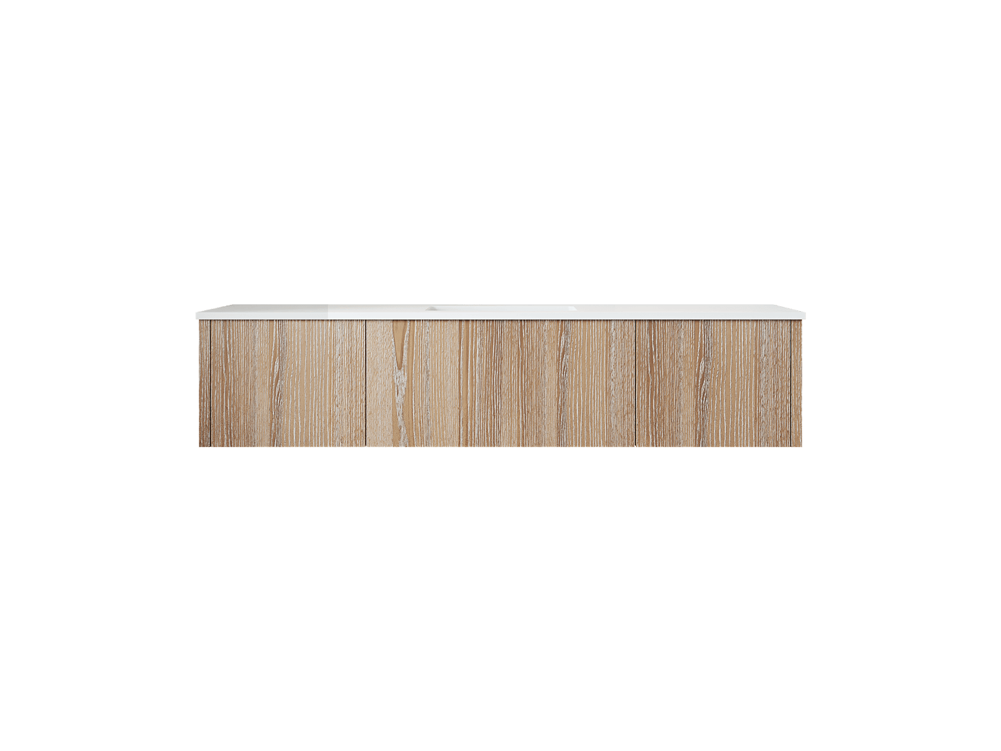 Laviva 313LGN-66WG-MW Laviva Legno 66" Weathered Gray Bathroom Vanity with Matte White VIVA Stone Solid Surface Countertop 313LGN-66WG-MW