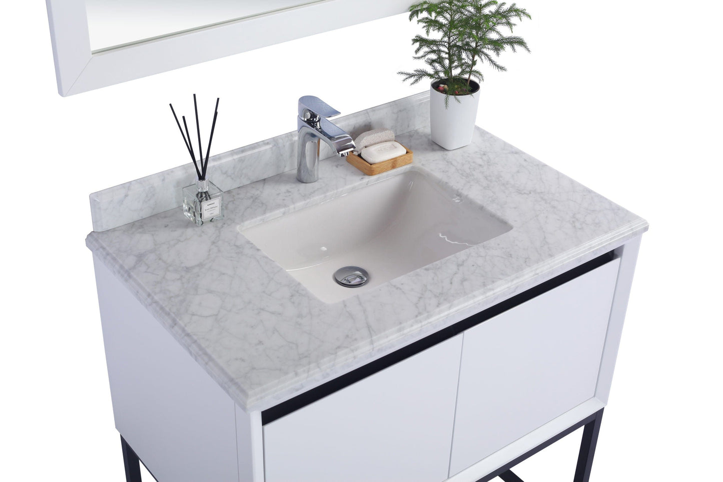 Laviva 313SMR-36W-WC Laviva Alto 36" White Bathroom Vanity with White Carrara Marble Countertop 313SMR-36W-WC