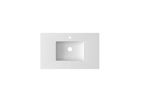 Laviva 313SQ1HSS-36-MW Laviva Forever VIVA Stone 36" Matte White Solid Surface Countertop with Integrated Sink 313SQ1HSS-36-MW