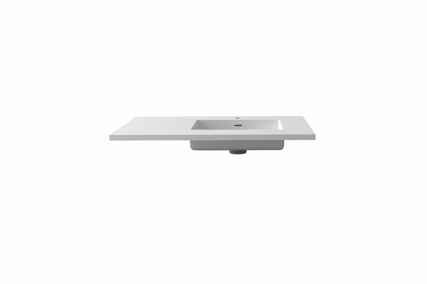 Laviva 313SQ1HSS-36R-MW Laviva Forever VIVA Stone 36" Matte White Solid Surface Countertop with Right Offset Integrated Sink 313SQ1HSS-36R-MW