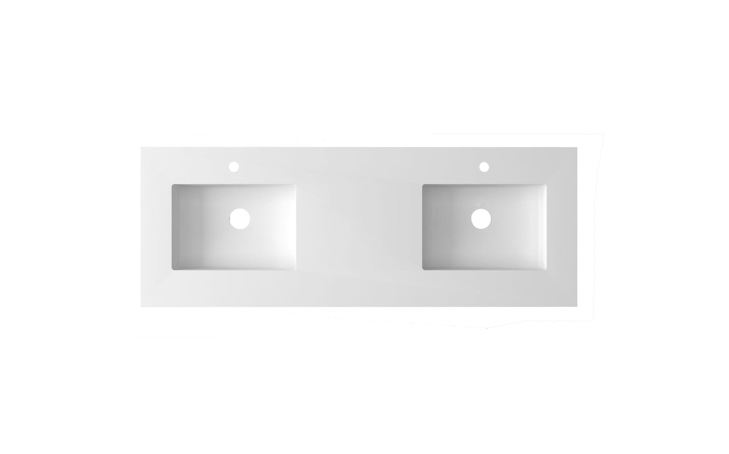 Laviva 313SQ1HSS-60D-MW Laviva Forever VIVA Stone 60" Matte White Solid Surface Countertop with Double Integrated Sinks 313SQ1HSS-60D-MW
