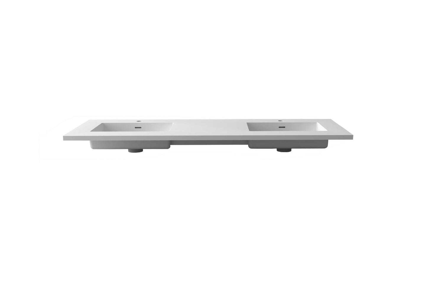 Laviva 313SQ1HSS-60D-MW Laviva Forever VIVA Stone 60" Matte White Solid Surface Countertop with Double Integrated Sinks 313SQ1HSS-60D-MW