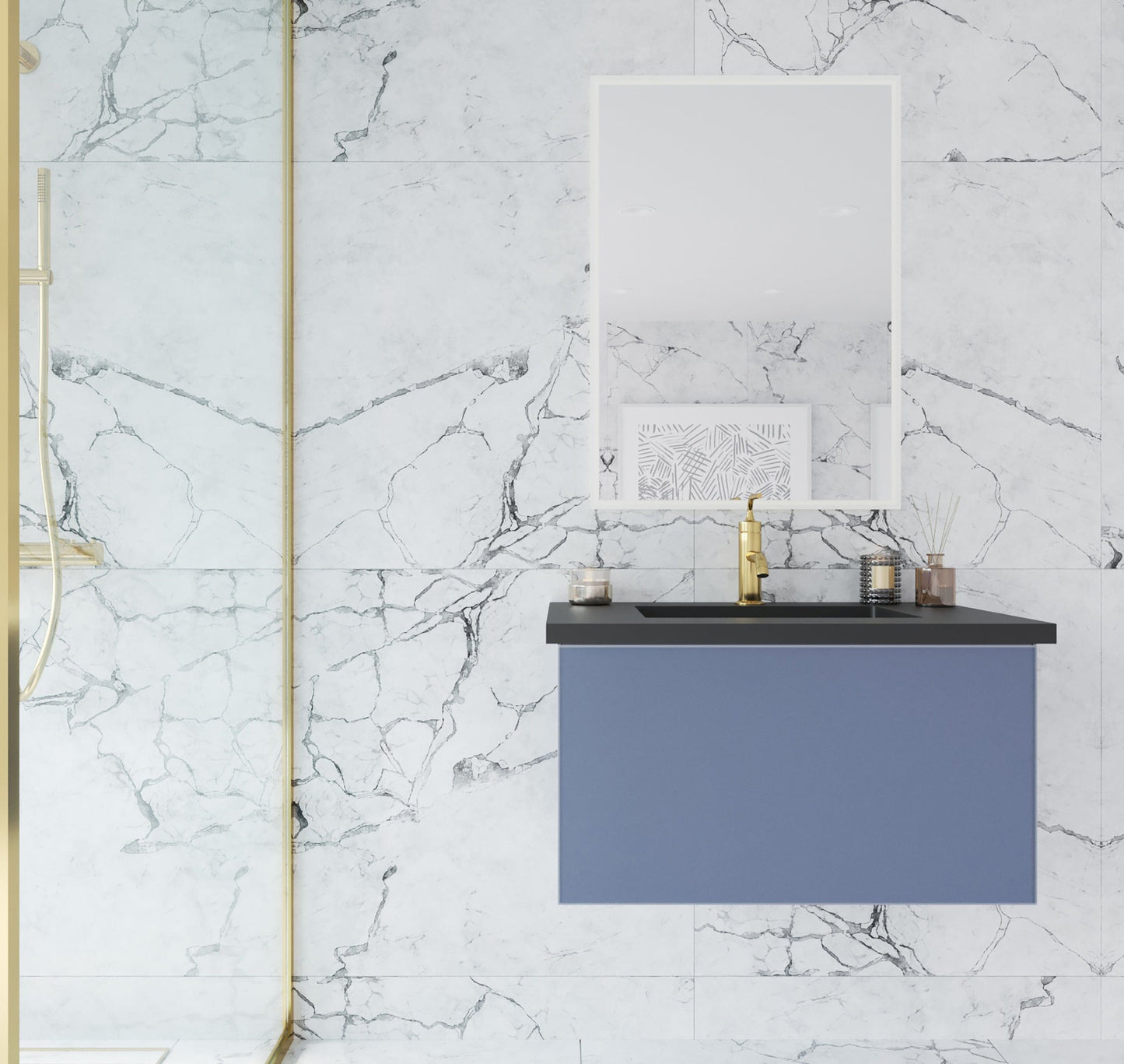 Laviva 313VTR-30NB Laviva Vitri 30" Nautical Blue Wall Hung Bathroom Vanity Cabinet 313VTR-30NB