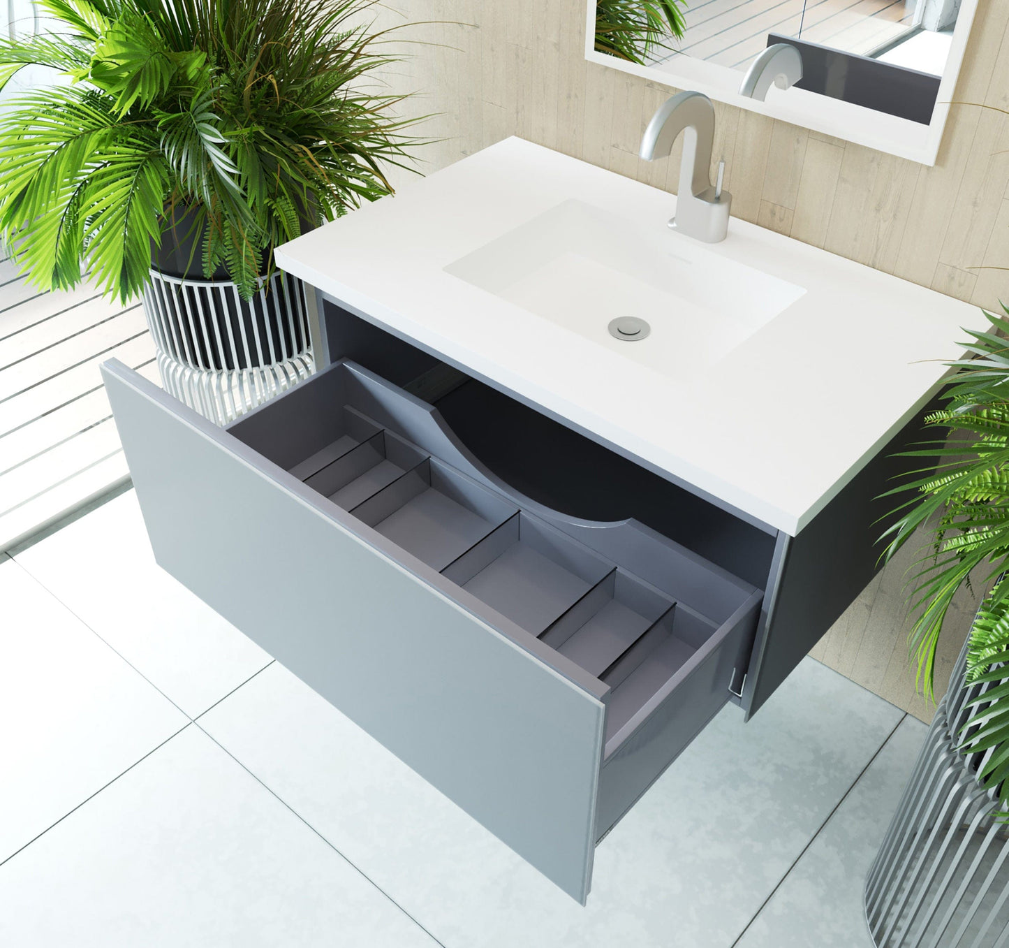 Laviva 313VTR-36FG Laviva Vitri 36" Fossil Gray Wall Hung Bathroom Vanity Cabinet 313VTR-36FG