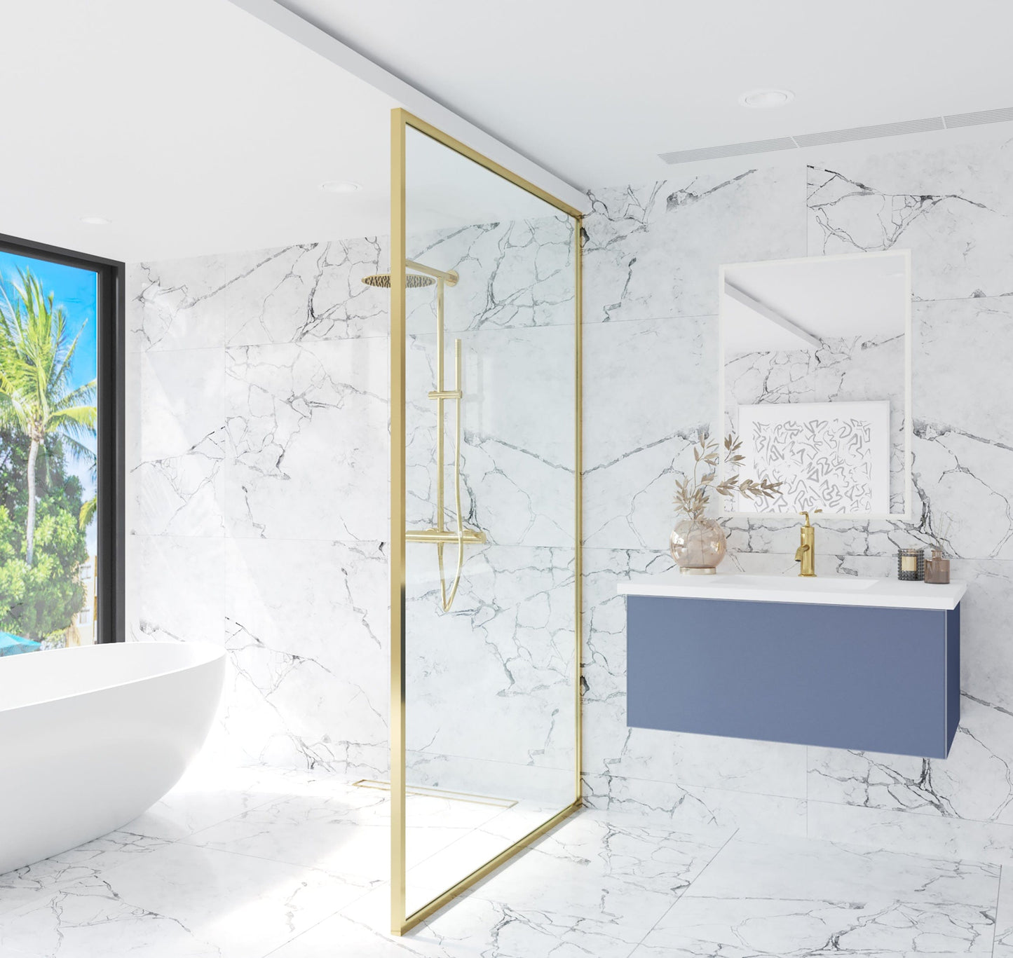 Laviva 313VTR-36NB-MW Laviva Vitri 36" Nautical Blue Bathroom Vanity with VIVA Stone Matte White Solid Surface Countertop 313VTR-36NB-MW