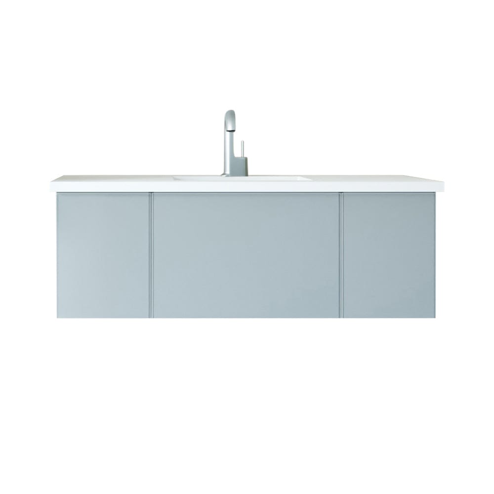 Laviva 313VTR-48FG-MW Laviva Vitri 48" Fossil Gray Bathroom Vanity with VIVA Stone Matte White Solid Surface Countertop 313VTR-48FG-MW