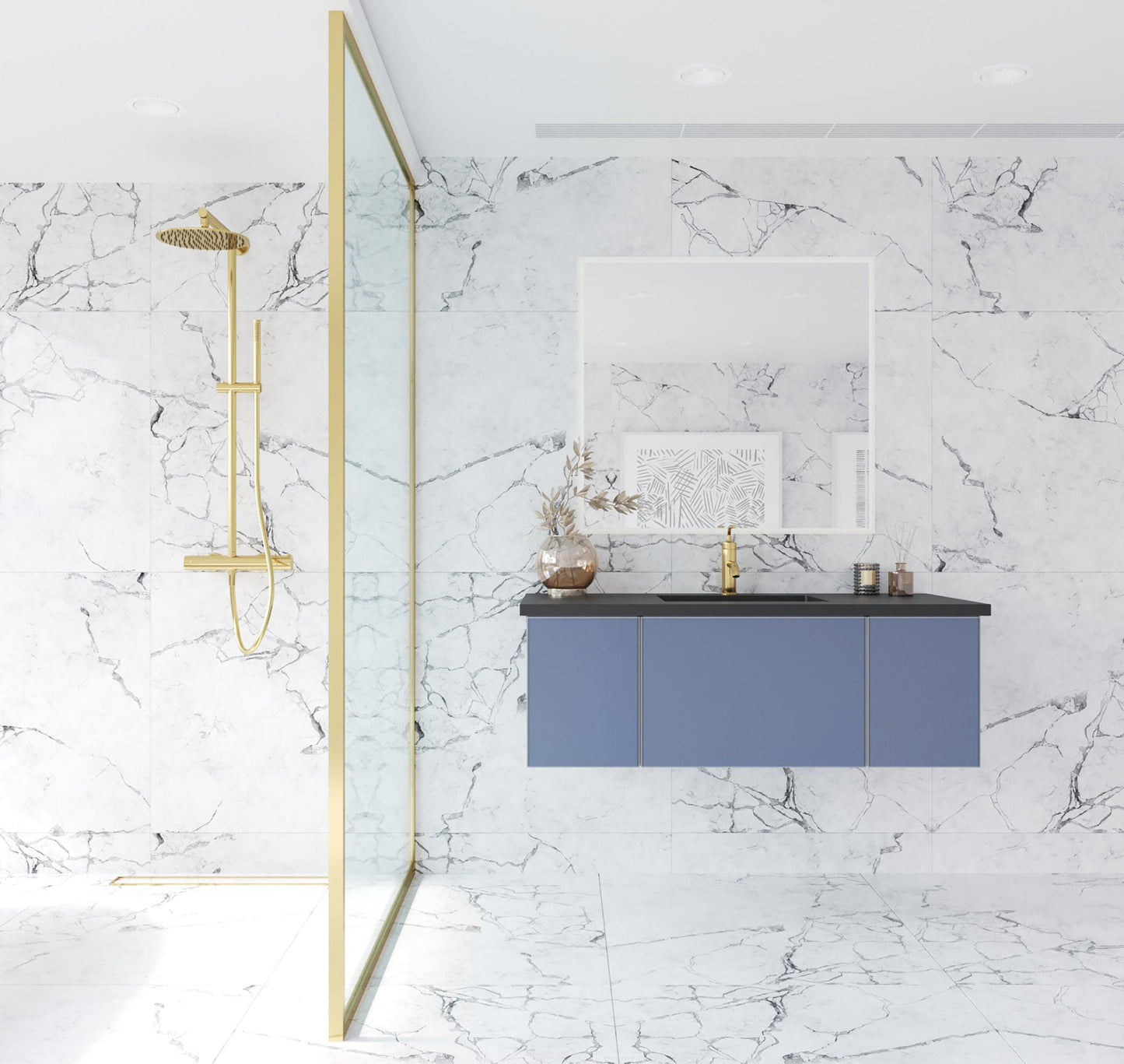 Laviva 313VTR-48NB Laviva Vitri 48" Nautical Blue Wall Hung Bathroom Vanity Cabinet 313VTR-48NB