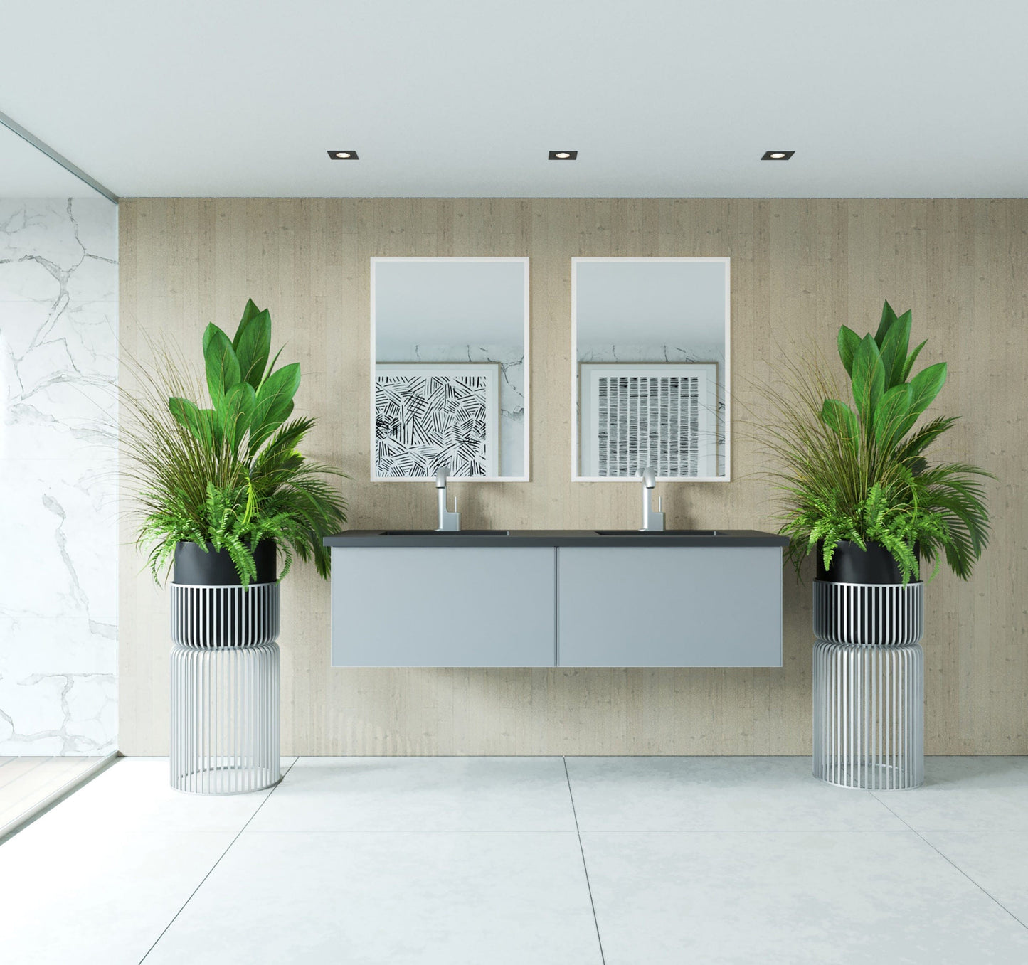 Laviva 313VTR-60DFG Laviva Vitri 60" Fossil Gray Double Sink Wall Hung Bathroom Vanity Cabinet 313VTR-60DFG