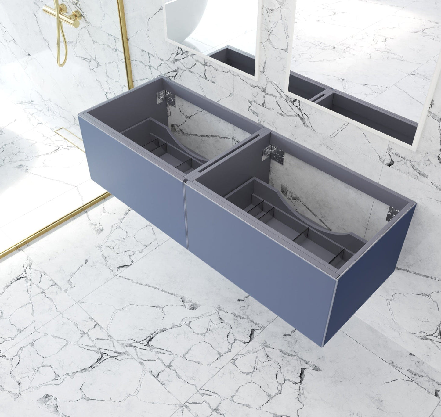 Laviva 313VTR-60DNB Laviva Vitri 60" Nautical Blue Double Sink Wall Hung Bathroom Vanity Cabinet 313VTR-60DNB