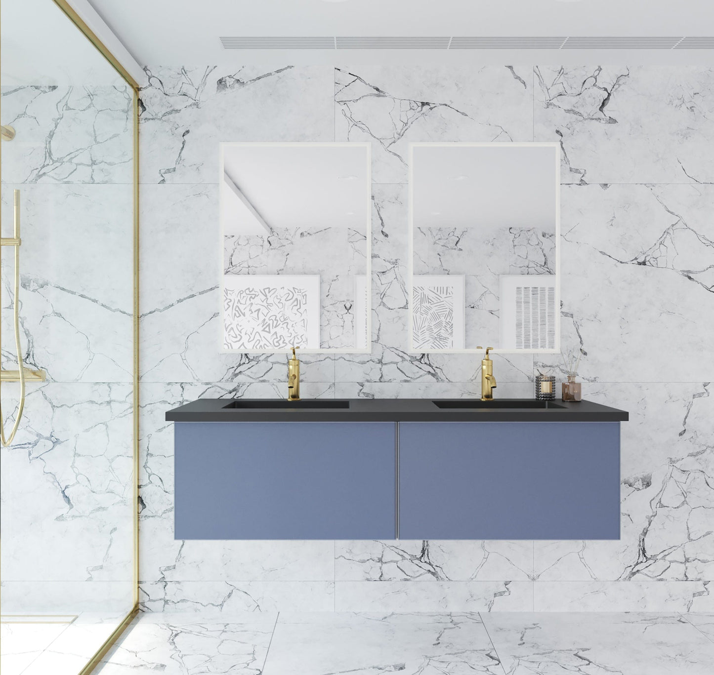 Laviva 313VTR-60DNB Laviva Vitri 60" Nautical Blue Double Sink Wall Hung Bathroom Vanity Cabinet 313VTR-60DNB