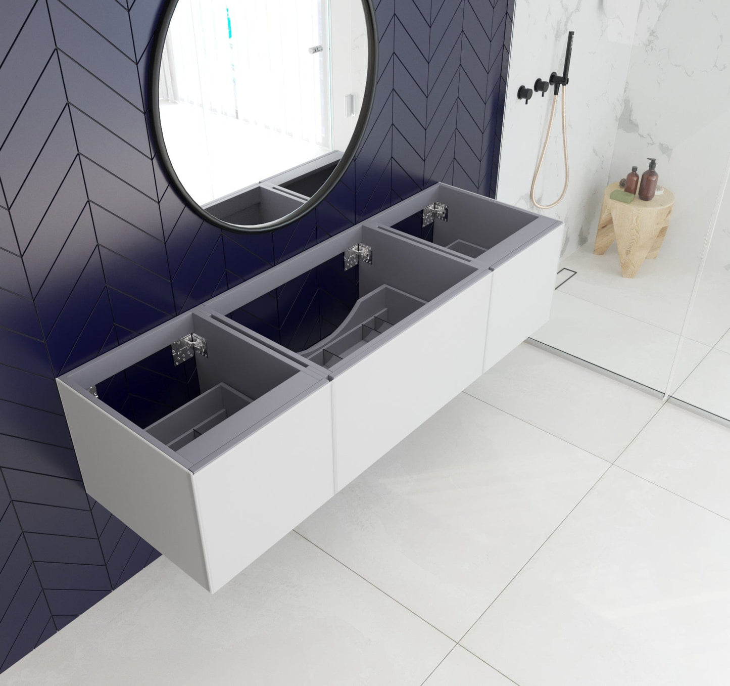 Laviva 313VTR-66CW Laviva Vitri 66" Cloud White Single Sink Wall Hung Bathroom Vanity Cabinet 313VTR-66CW