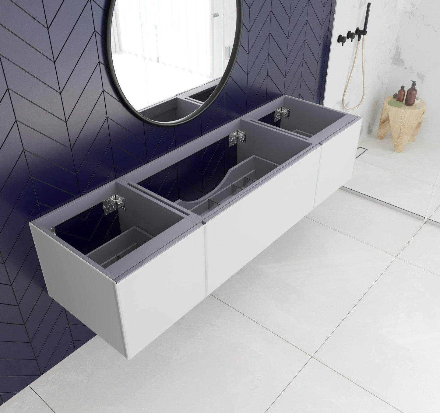 Laviva 313VTR-72CCW Laviva Vitri 72" Cloud White Single Sink Wall Hung Bathroom Vanity Cabinet 313VTR-72CCW