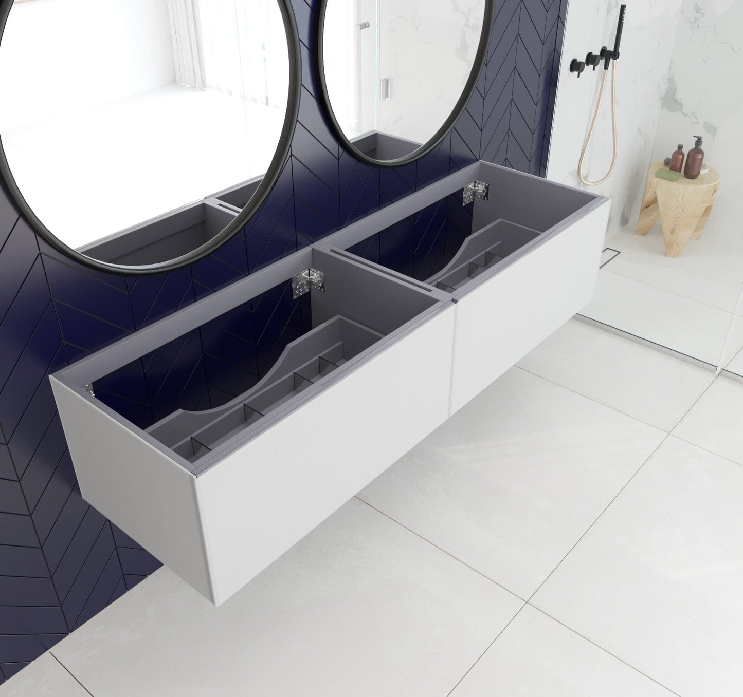 Laviva 313VTR-72DCW Laviva Vitri 72" Cloud White Double Sink Wall Hung Bathroom Vanity Cabinet 313VTR-72DCW