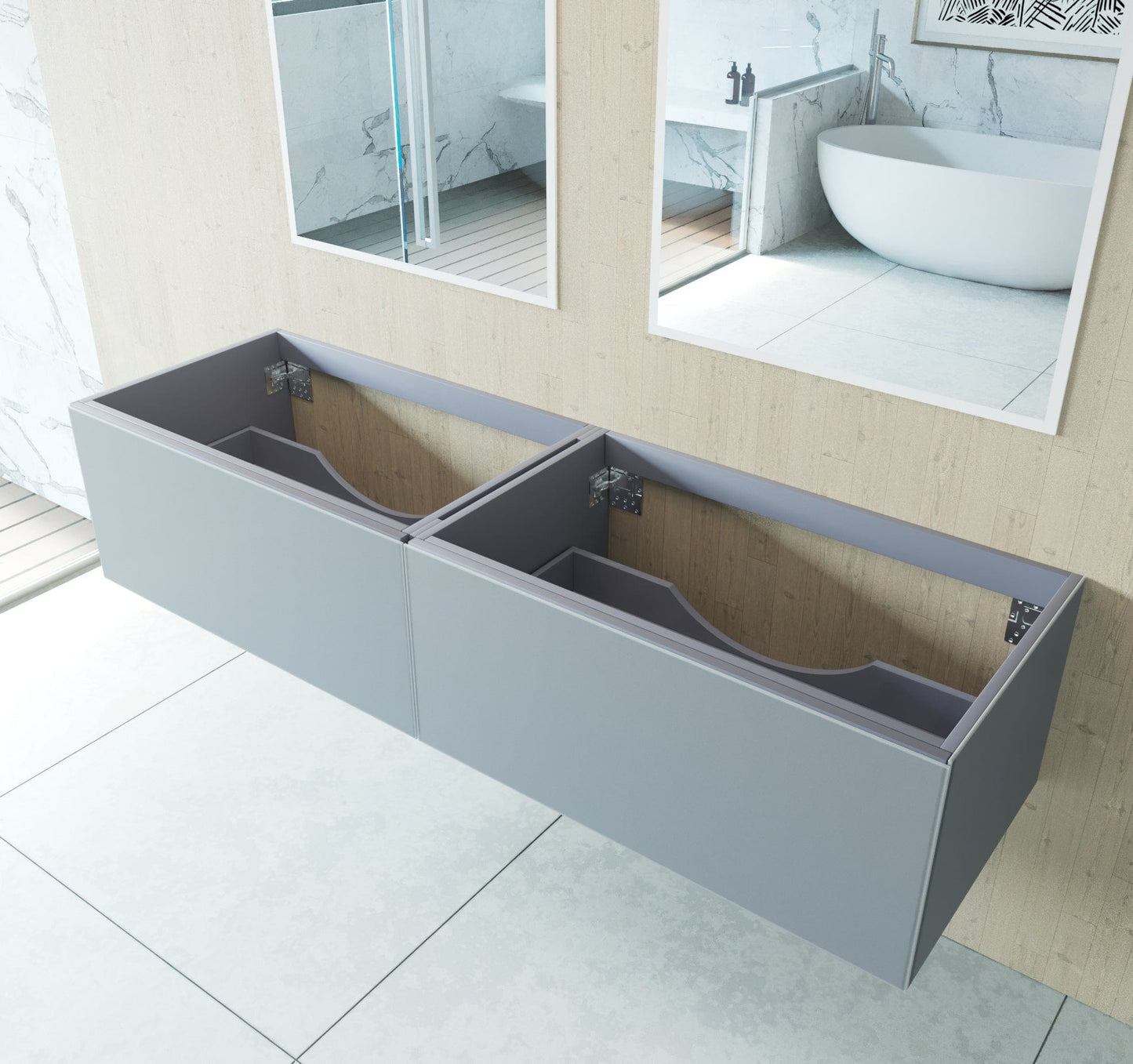 Laviva 313VTR-72DFG Laviva Vitri 72" Fossil Gray Double Sink Wall Hung Bathroom Vanity Cabinet 313VTR-72DFG
