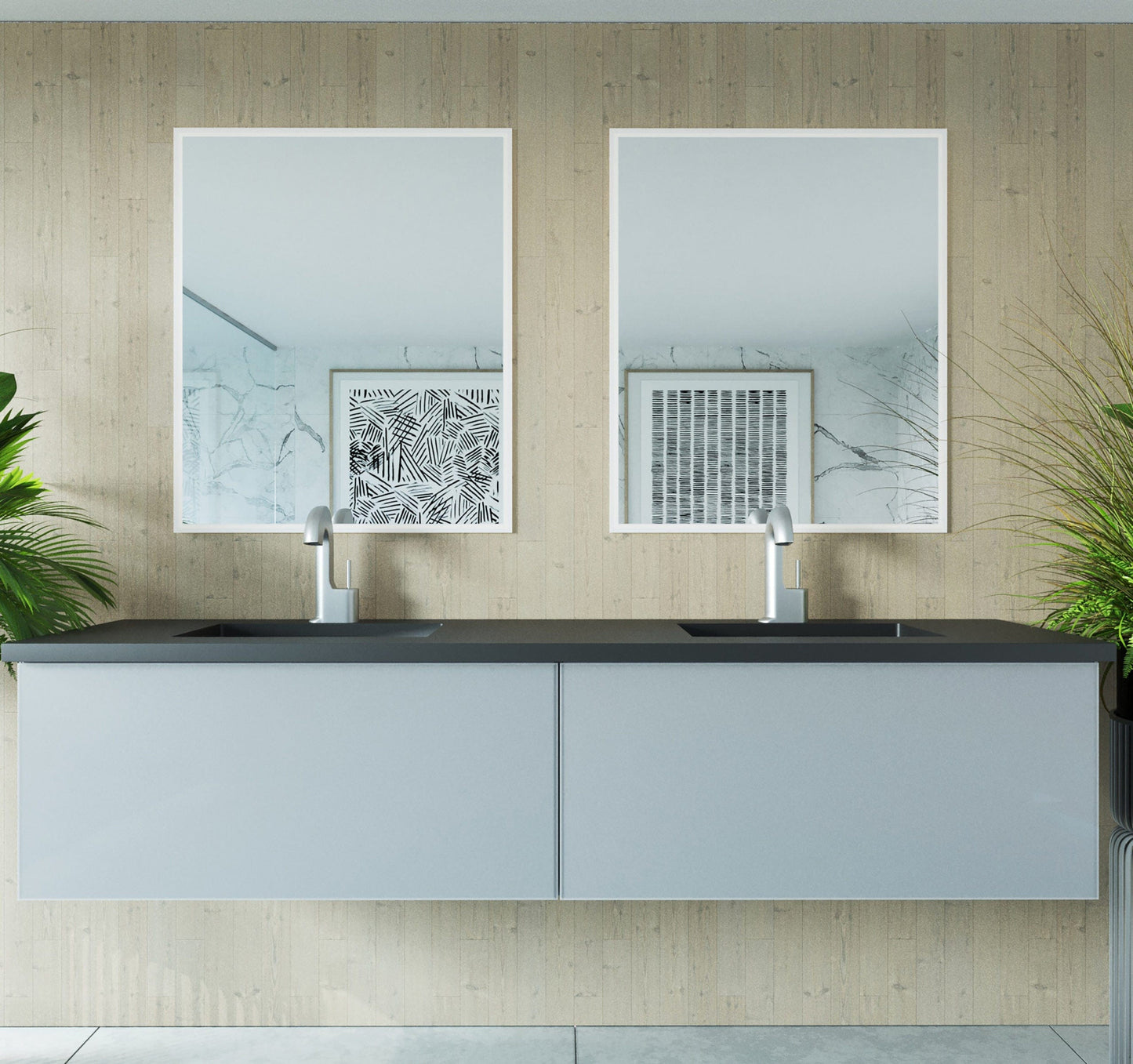 Laviva 313VTR-72DFG Laviva Vitri 72" Fossil Gray Double Sink Wall Hung Bathroom Vanity Cabinet 313VTR-72DFG