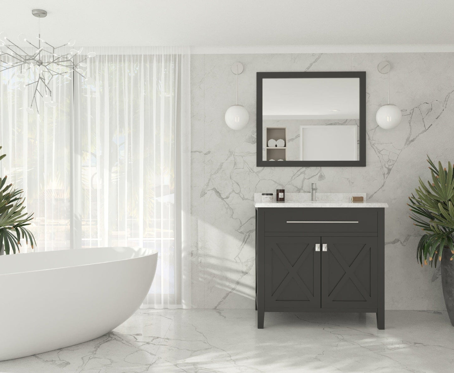 Laviva 313YG319-36E-WC Laviva Wimbledon 36" Espresso Bathroom Vanity with White Carrara Marble Countertop 313YG319-36E-WC