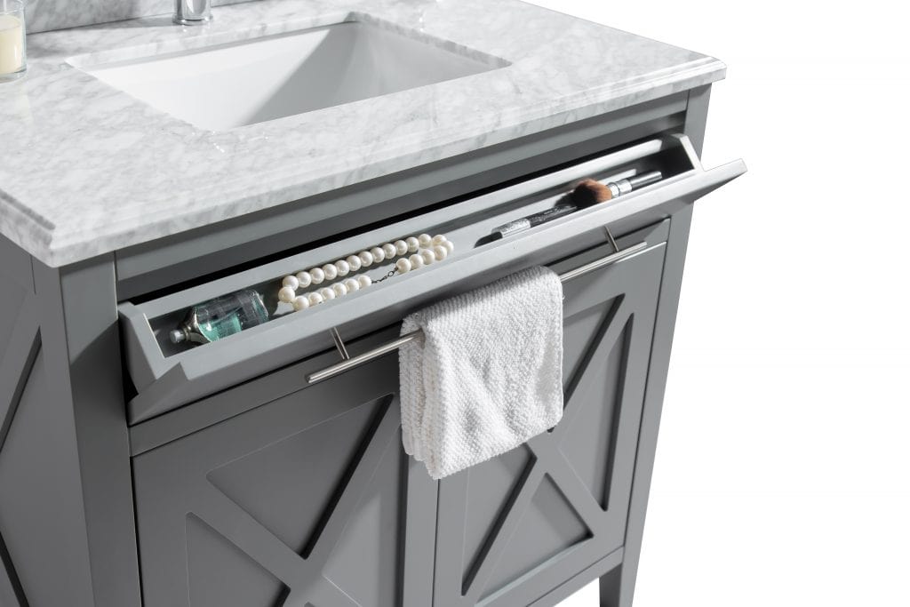 Laviva 313YG319-36G-MW Laviva Wimbledon 36" Gray Bathroom Vanity with Matte White VIVA Stone Solid Surface Countertop 313YG319-36G-MW