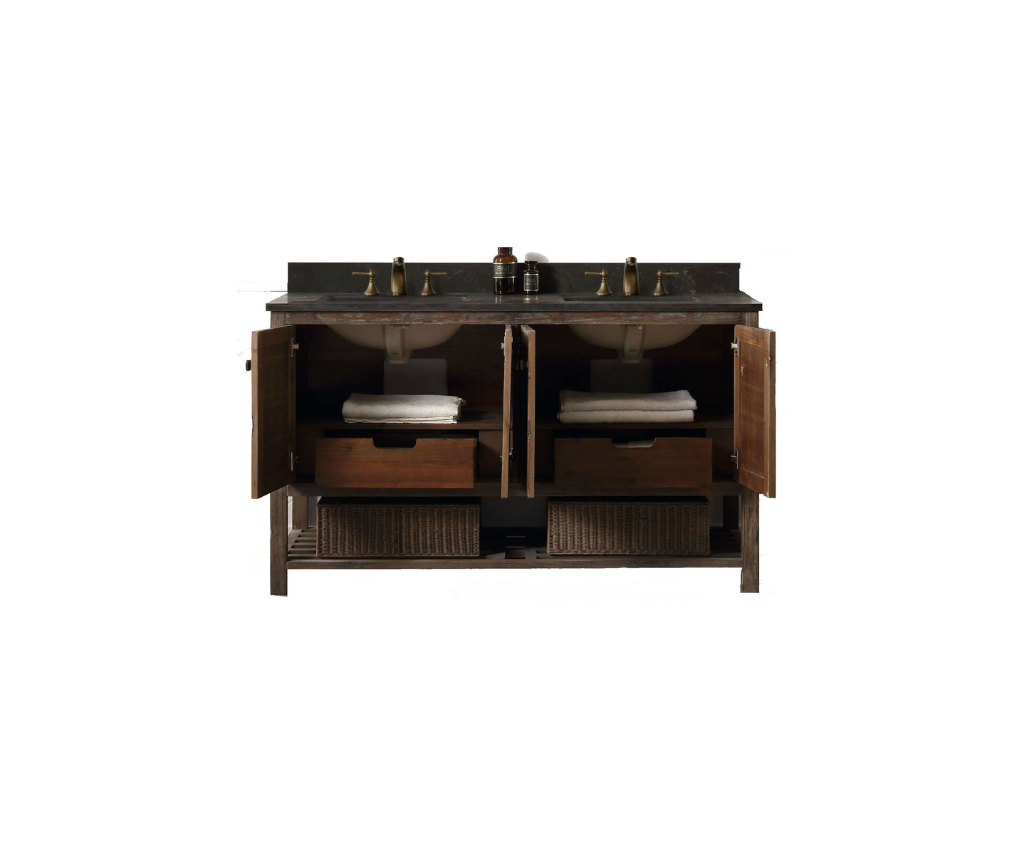 Legion Furniture WH5160-BR Legion Furniture WH5160-BR 60" Solid Wood Sink Vanity with Moonstone Top - No Faucet