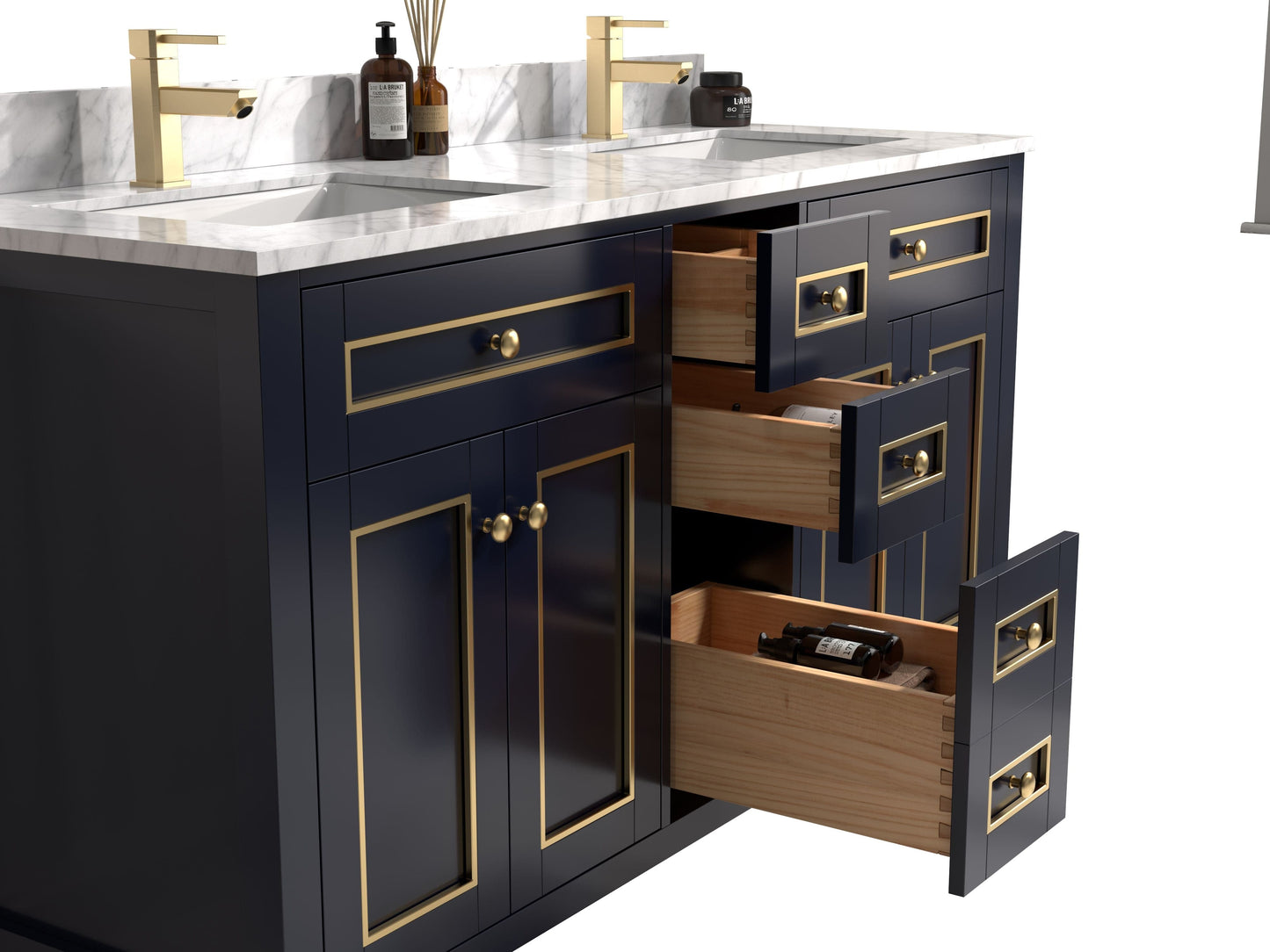 Legion Furniture WV2260-B Legion Furniture WV2260-B 60" Blue Finish Sink Vanity Cabinet with Carrara White Top