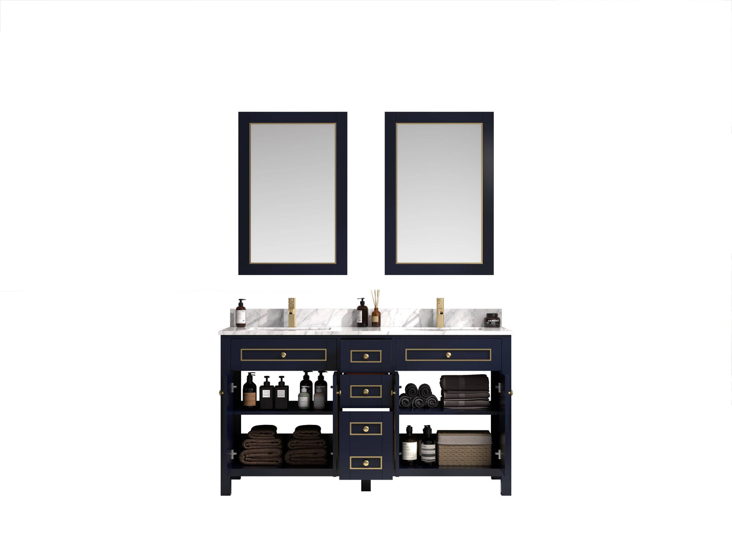 Legion Furniture WV2260-B Legion Furniture WV2260-B 60" Blue Finish Sink Vanity Cabinet with Carrara White Top