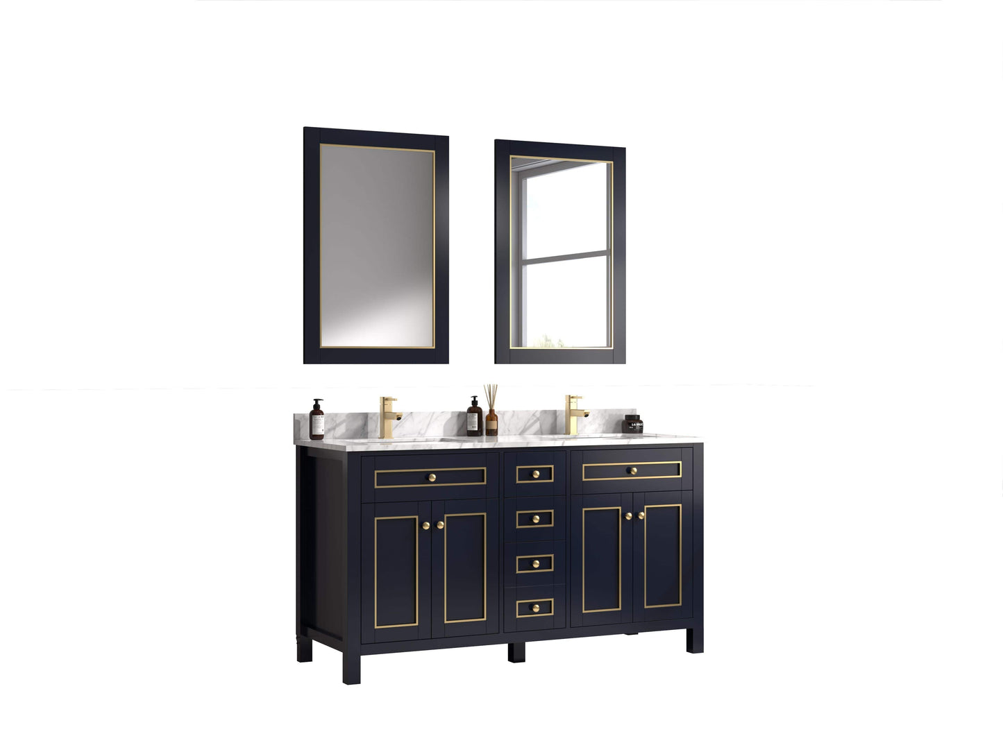 Legion Furniture WV2260-B Legion Furniture WV2260-B 60" Blue Finish Sink Vanity Cabinet with Carrara White Top