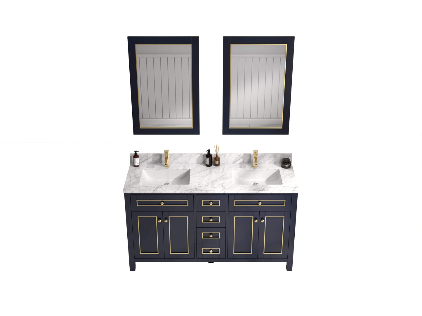 Legion Furniture WV2260-B Legion Furniture WV2260-B 60" Blue Finish Sink Vanity Cabinet with Carrara White Top