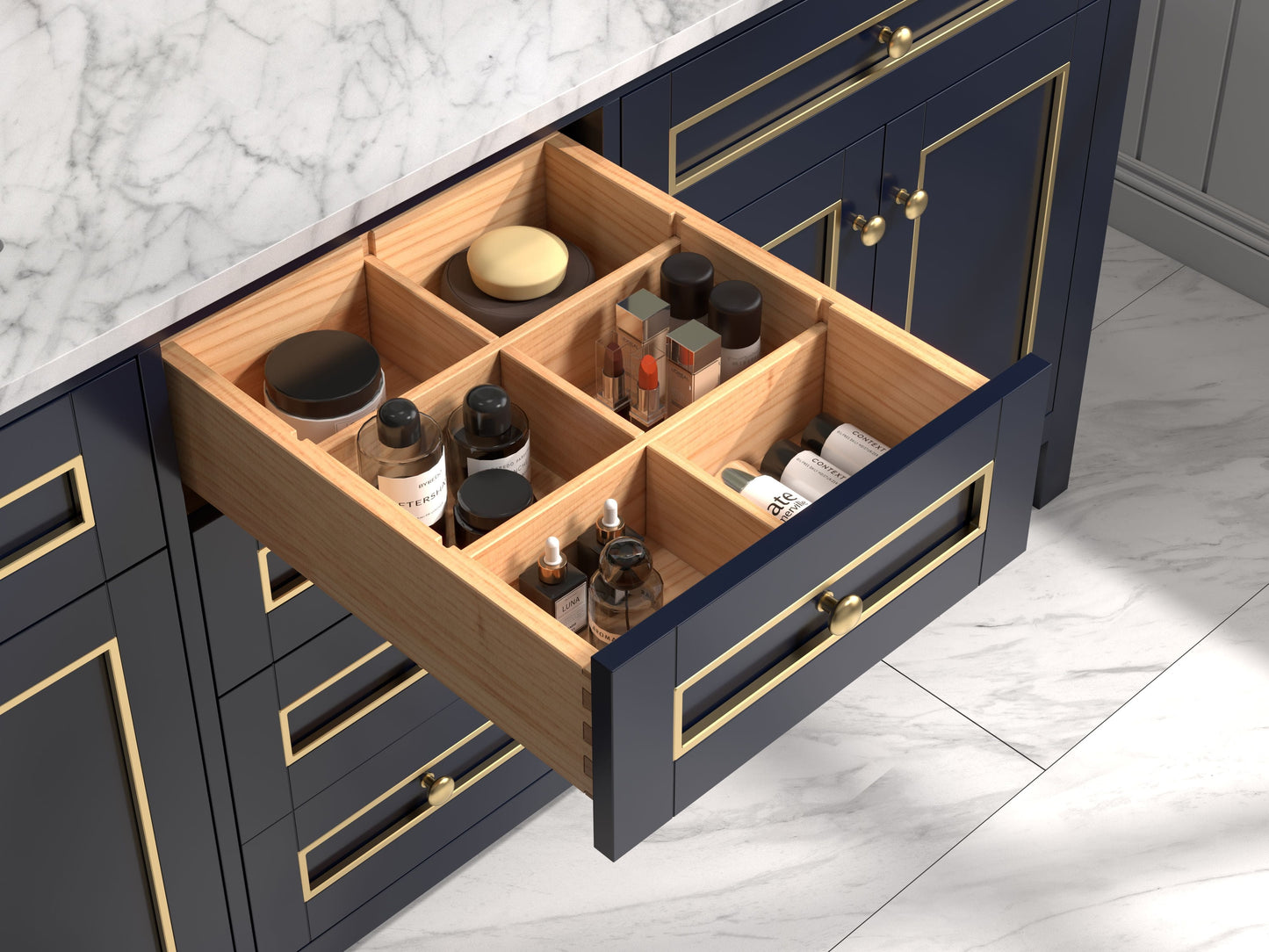 Legion Furniture WV2272-B Legion Furniture WV2272-B 72" Blue Finish Sink Vanity Cabinet with Carrara White Top