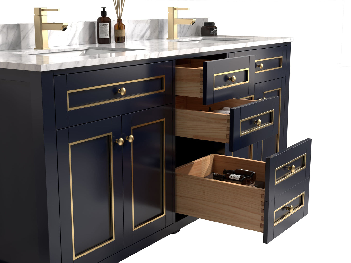 Legion Furniture WV2272-B Legion Furniture WV2272-B 72" Blue Finish Sink Vanity Cabinet with Carrara White Top