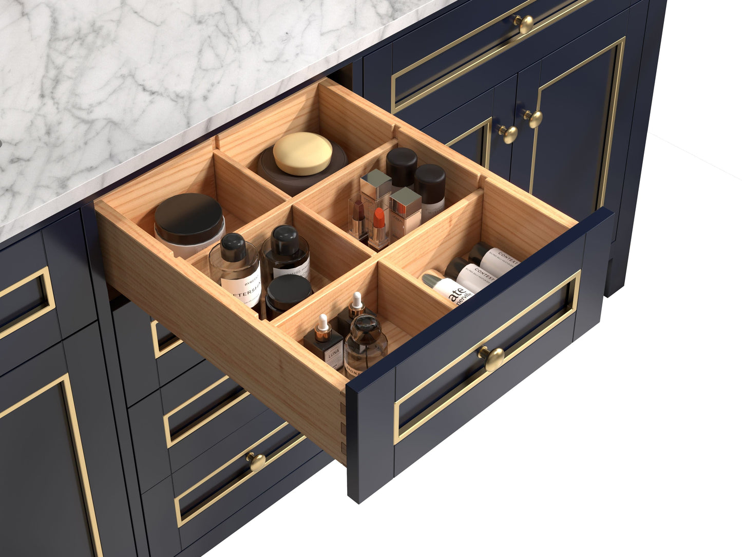 Legion Furniture WV2272-B Legion Furniture WV2272-B 72" Blue Finish Sink Vanity Cabinet with Carrara White Top