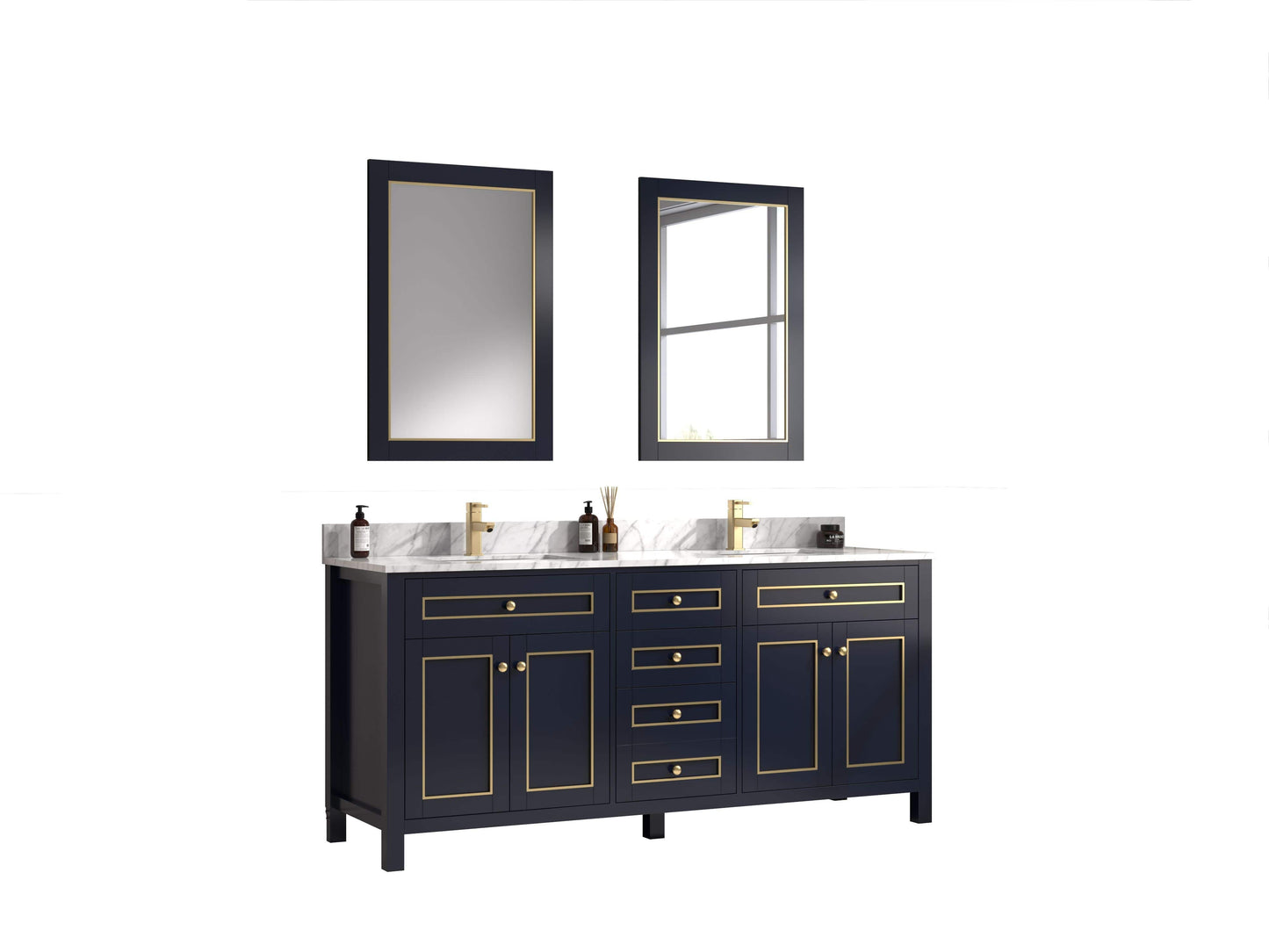 Legion Furniture WV2272-B Legion Furniture WV2272-B 72" Blue Finish Sink Vanity Cabinet with Carrara White Top