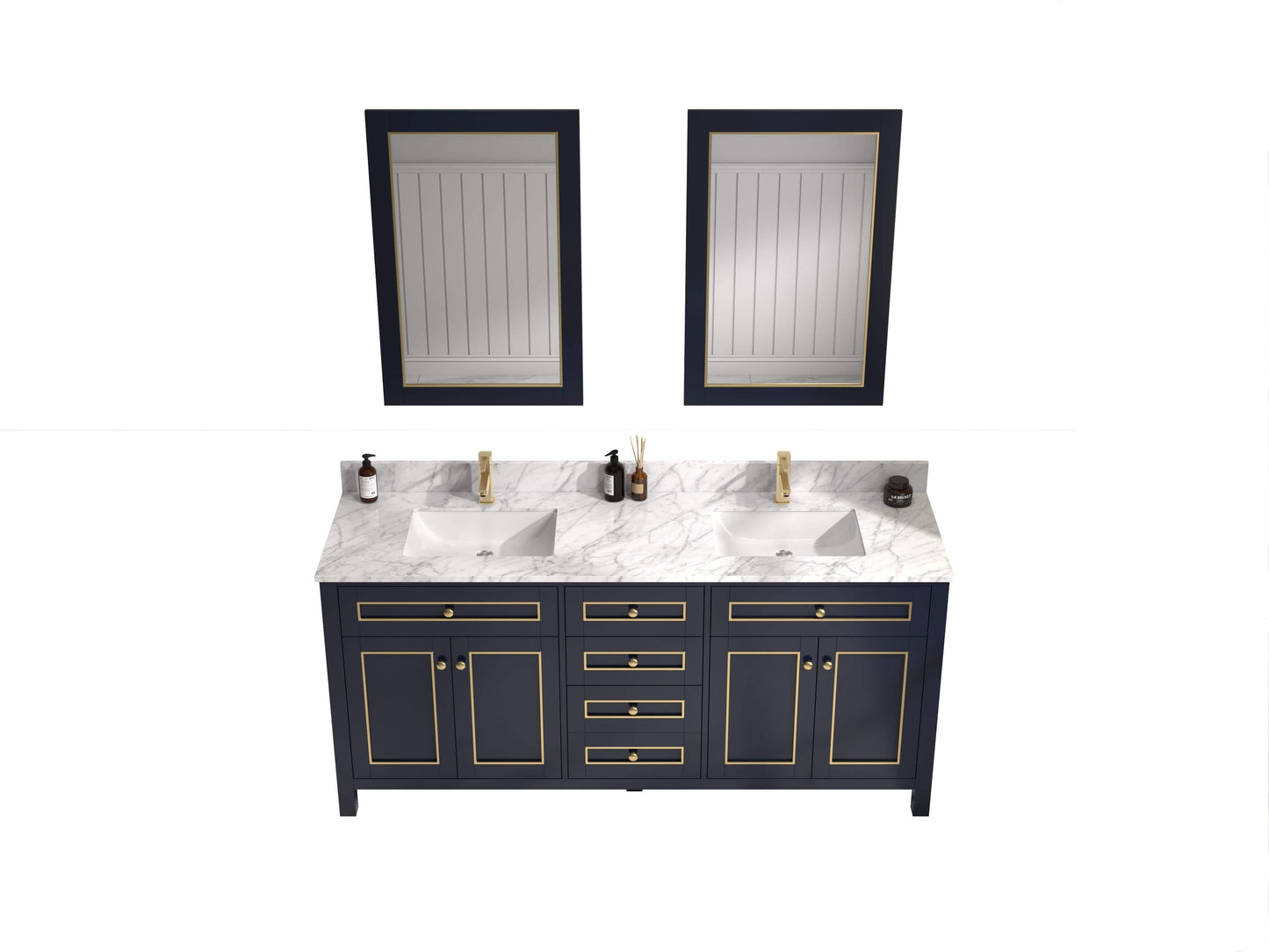 Legion Furniture WV2272-B Legion Furniture WV2272-B 72" Blue Finish Sink Vanity Cabinet with Carrara White Top