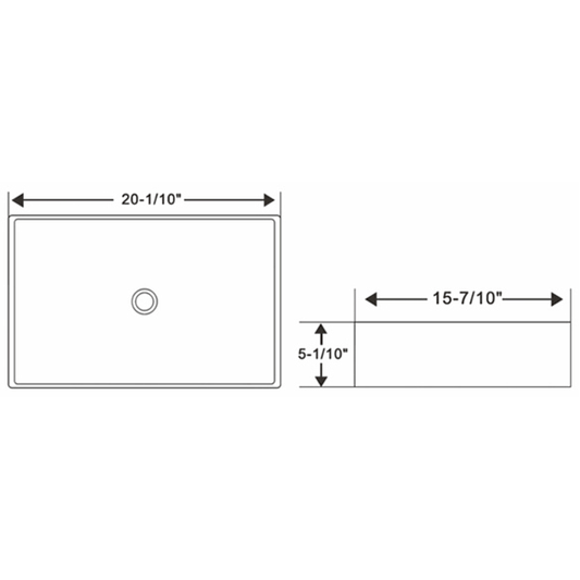 Ratel RA-AB5821 Ceramic Rectangular Vessel Sink 20 1/10"W x 5 1/10"H x 15 7/10"D (RA-AB5821)