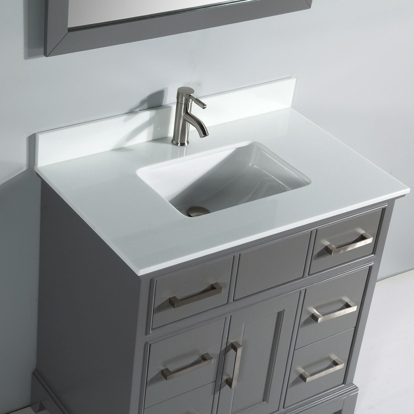 Vanity Art VA1036G 36 Inch Single Sink Bathroom Vanity in Gray with White Marble Countertop - Vanity Art VA1036G