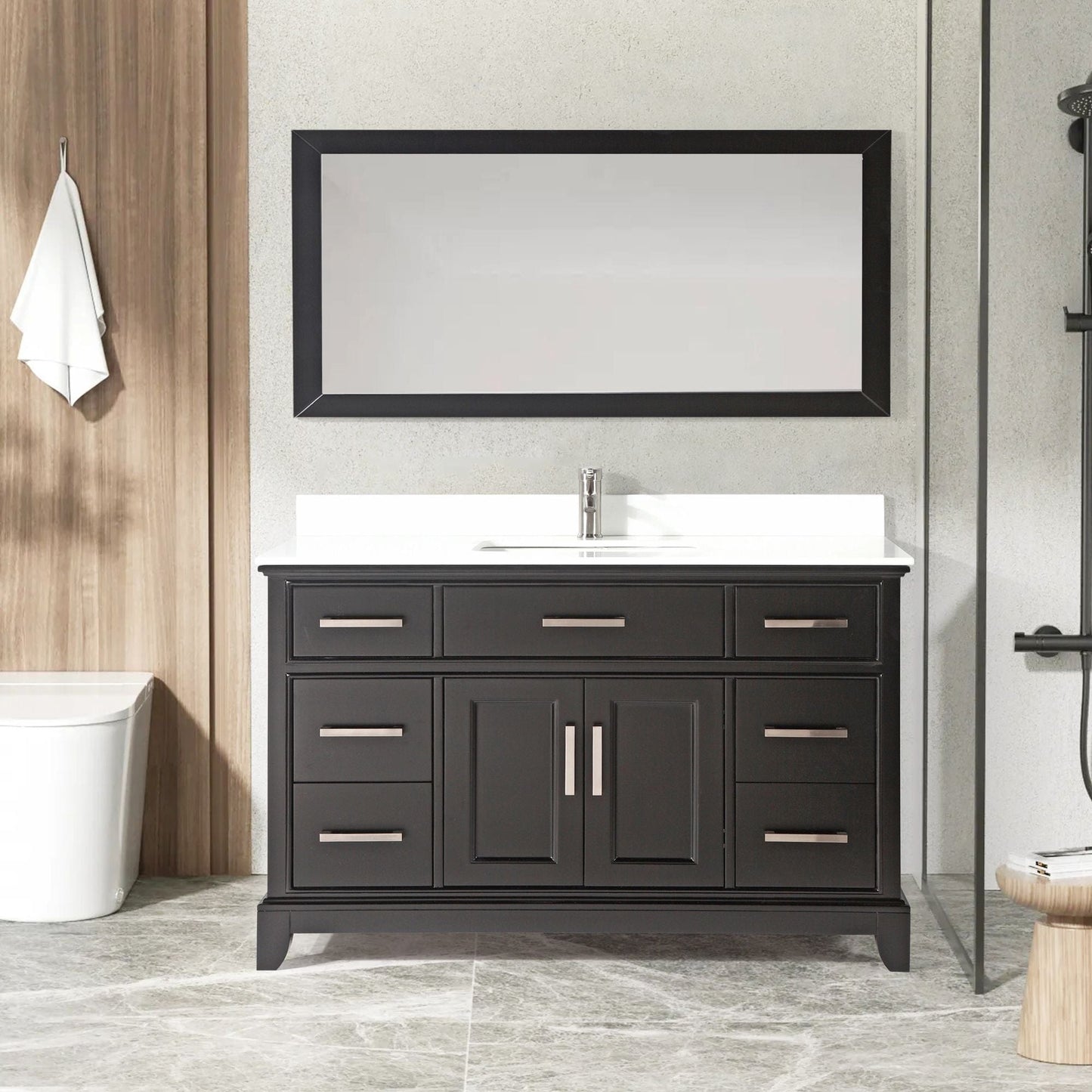 Vanity Art VA1060SE 60 Inch Single Sink Bathroom Vanity in Espresso with White Marble Countertop - Vanity Art VA1060SE