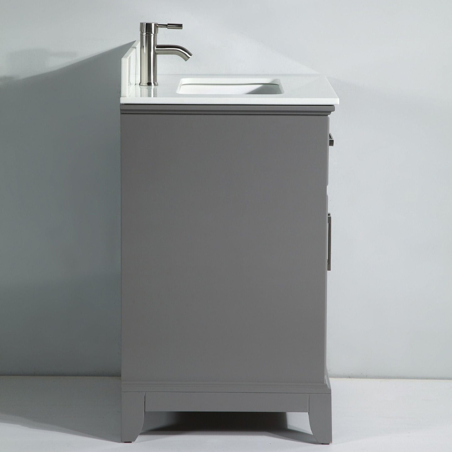 Vanity Art VA1060SG 60 Inch Single Sink Bathroom Vanity in Gray with White Marble Countertop - Vanity Art VA1060SG