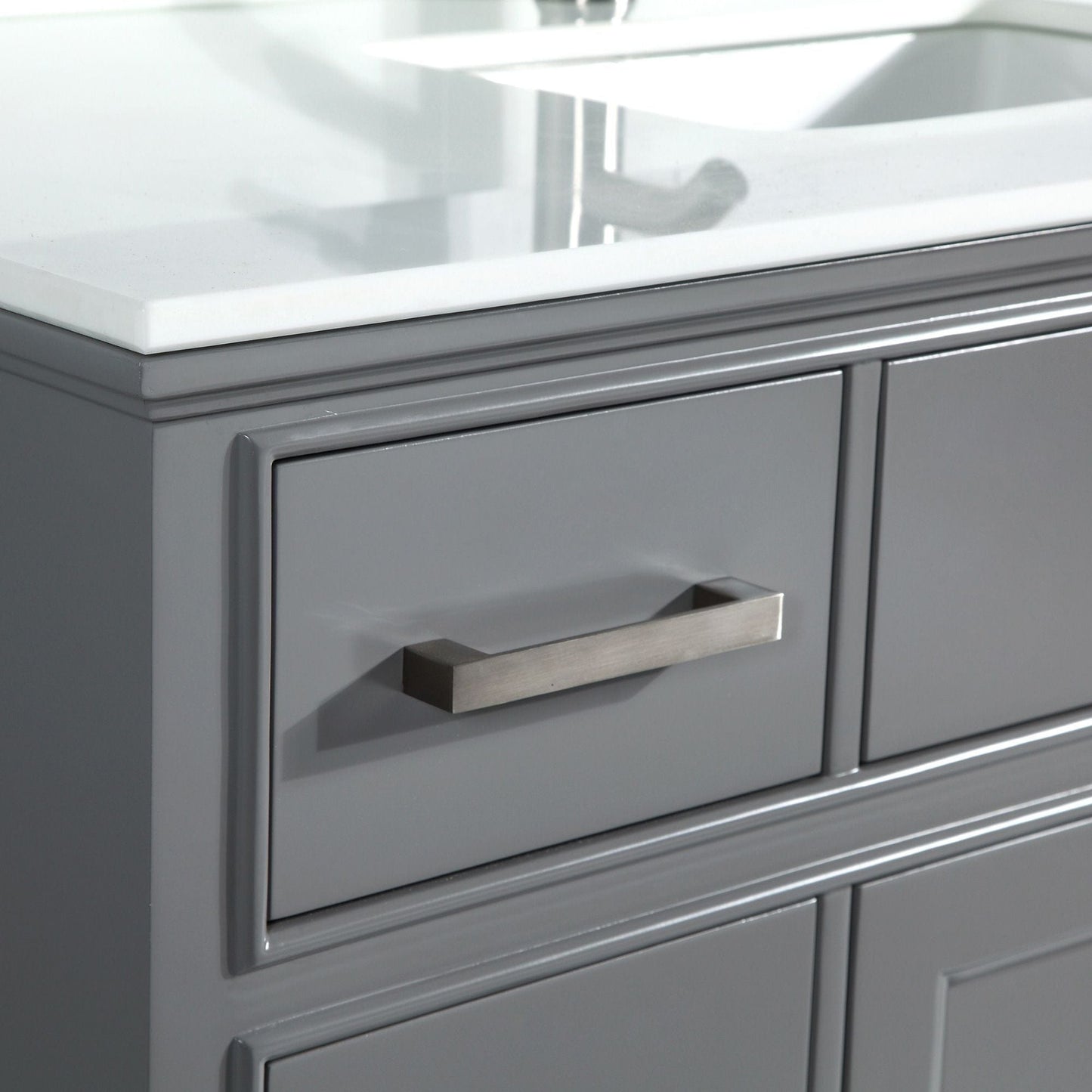 Vanity Art VA1060SG 60 Inch Single Sink Bathroom Vanity in Gray with White Marble Countertop - Vanity Art VA1060SG