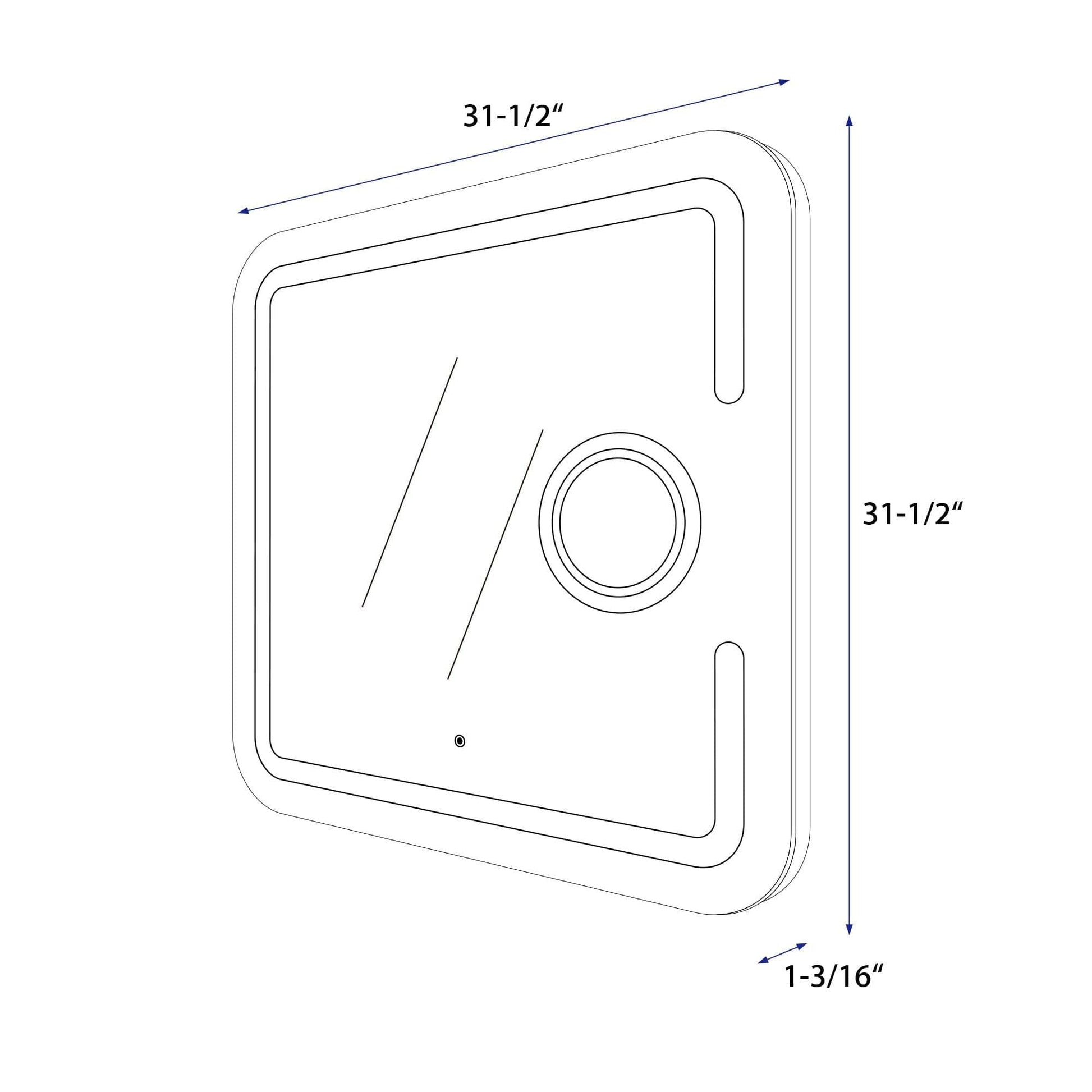 Vanity Art VA23 Square 31.5 Inch x 31.5 Inch LED Mirror with Touch Sensor and 3X Magnifier - Vanity Art VA23