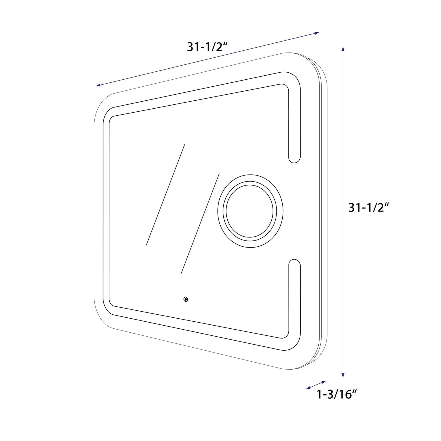 Vanity Art VA23 Square 31.5 Inch x 31.5 Inch LED Mirror with Touch Sensor and 3X Magnifier - Vanity Art VA23