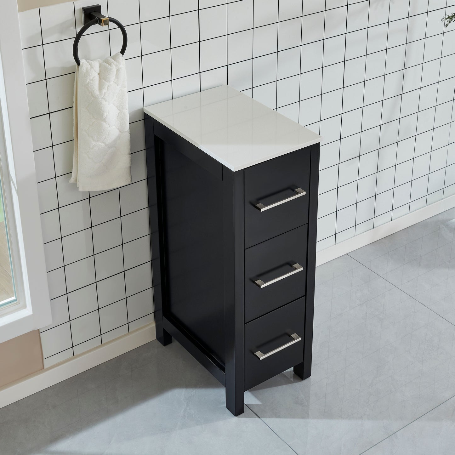 Vanity Art VA3012E 12 Inch Bathroom Vanity Cabinet in Espresso with Marble Countertop - Vanity Art VA3012E