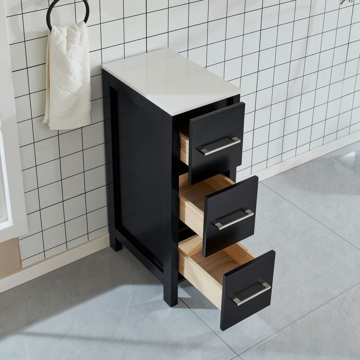 Vanity Art VA3012E 12 Inch Bathroom Vanity Cabinet in Espresso with Marble Countertop - Vanity Art VA3012E