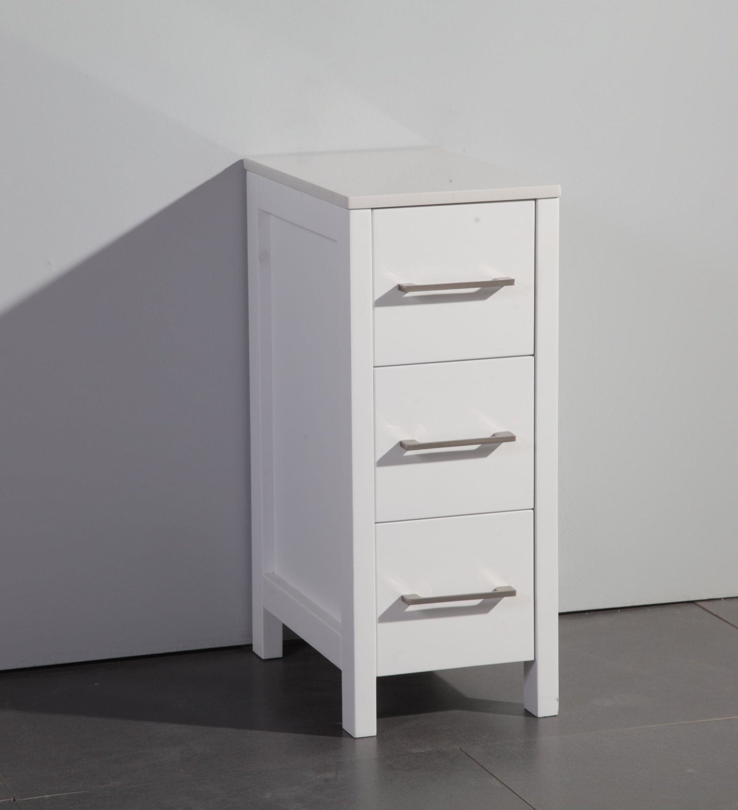 Vanity Art VA3012W 12 Inch Bathroom Vanity Cabinet in White with Marble Countertop - Vanity Art VA3012W