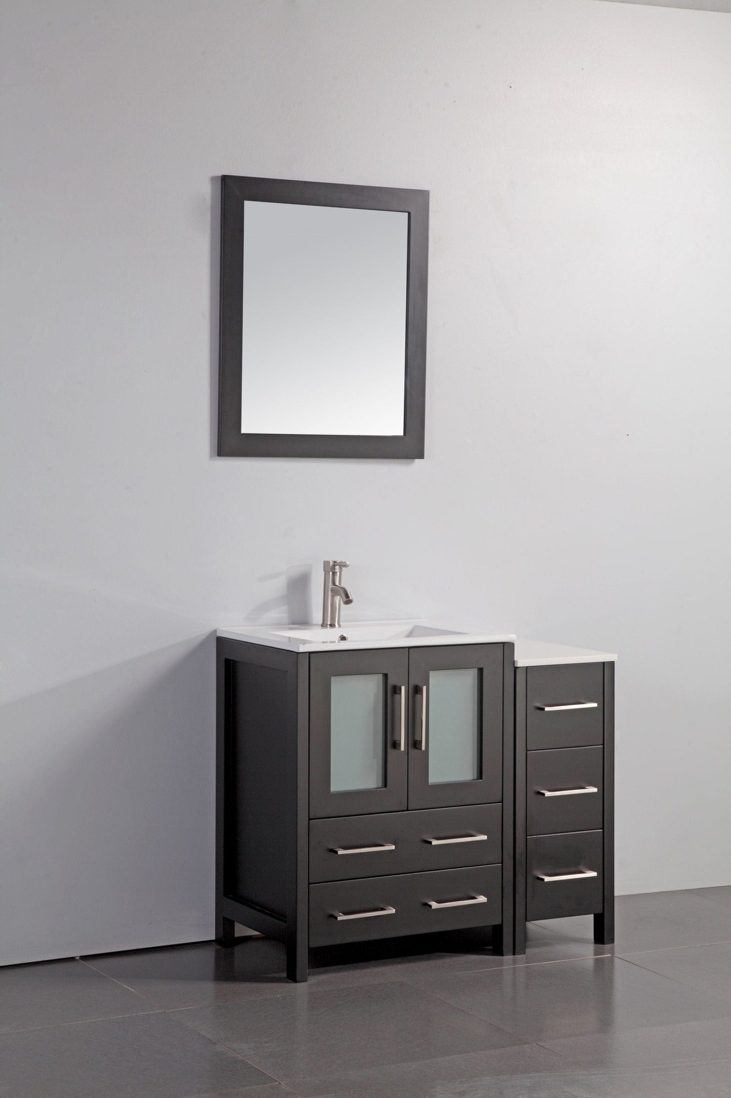 Vanity Art VA3024-36E 36 Inch Single Sink Bathroom Vanity in Espresso with Ceramic Countertop - Vanity Art VA3024-36E