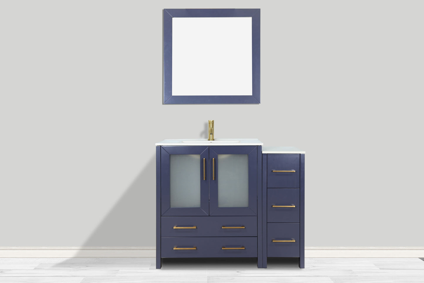 Vanity Art VA3030-42B 42 Inch Single Sink Bathroom Vanity in Blue with Ceramic Countertop - Vanity Art VA3030-42B