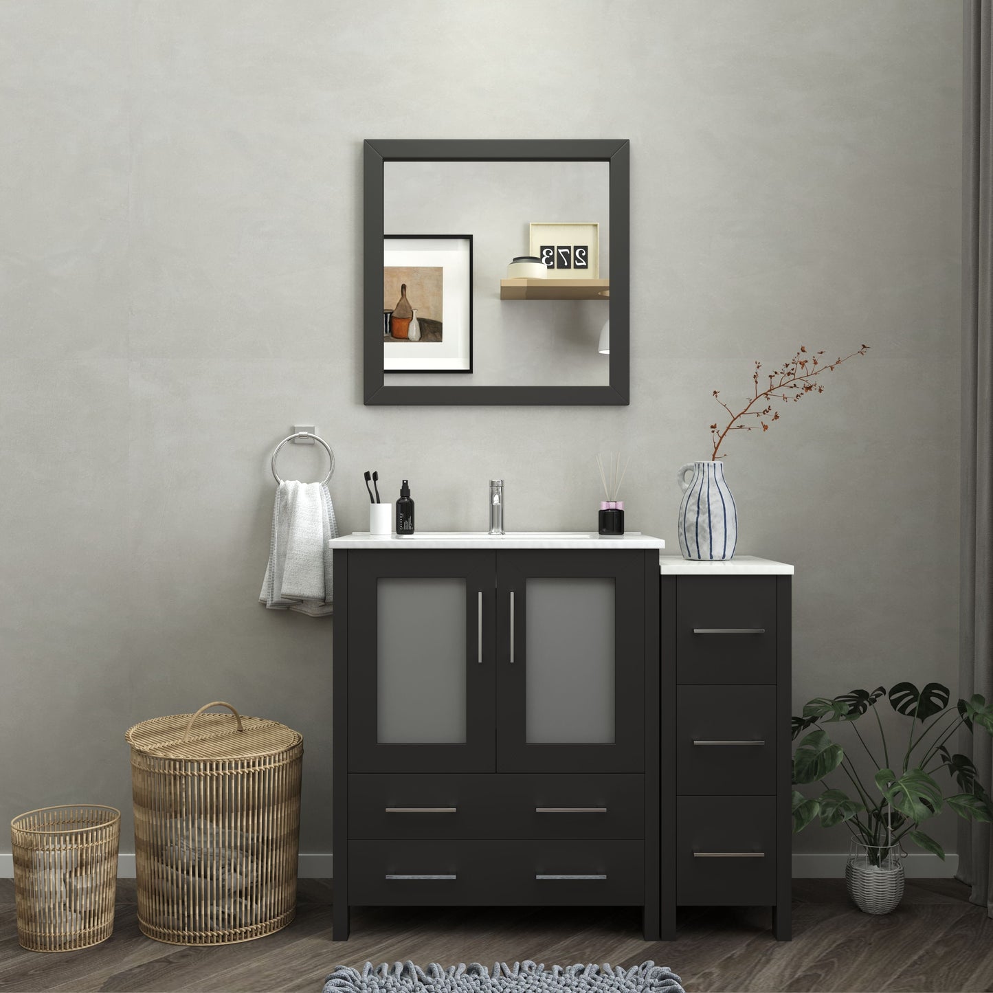 Vanity Art VA3030-42E 42 Inch Single Sink Bathroom Vanity in Espresso with Ceramic Countertop - Vanity Art VA3030-42E