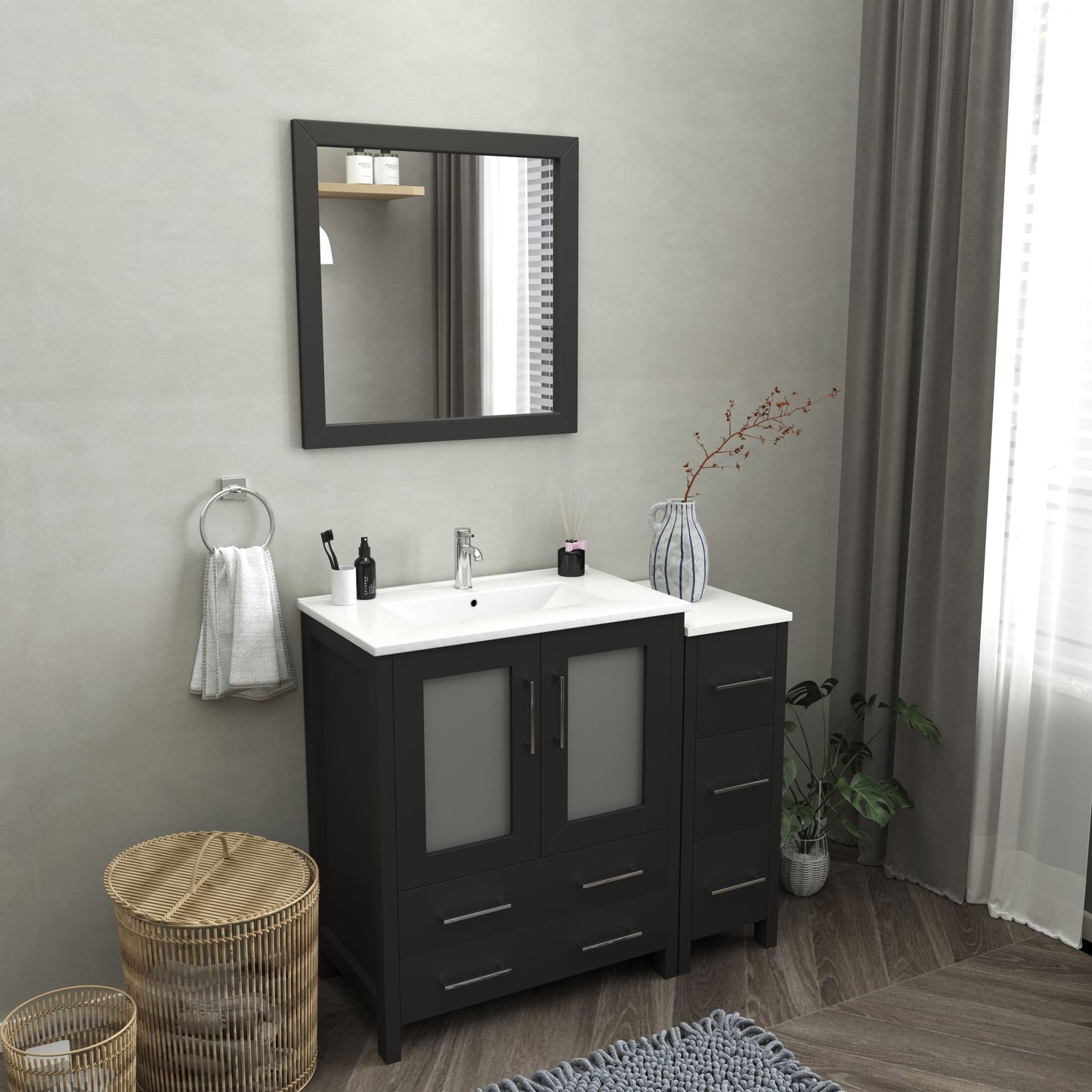 Vanity Art VA3030-42E 42 Inch Single Sink Bathroom Vanity in Espresso with Ceramic Countertop - Vanity Art VA3030-42E